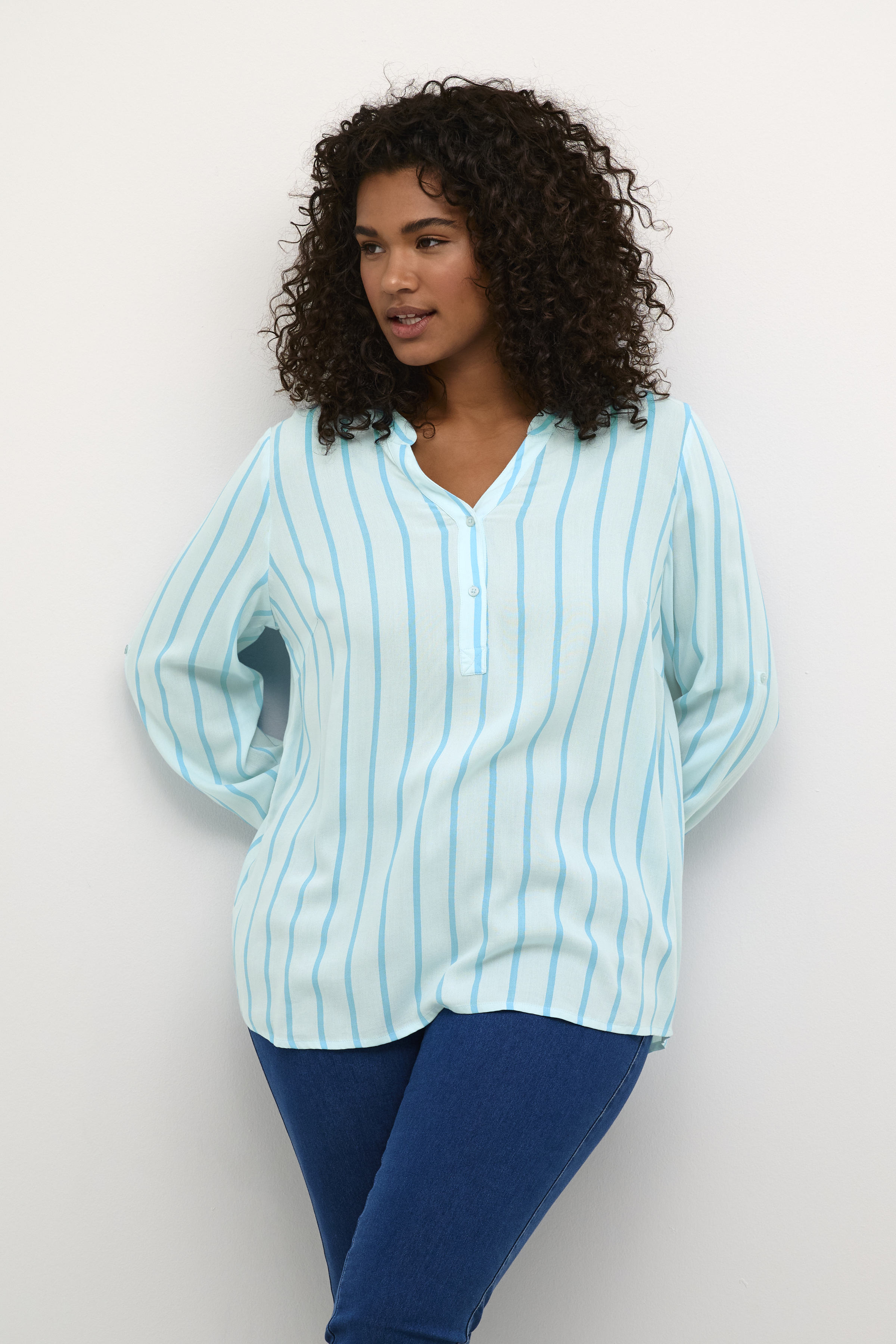 Kaffe Curve KCsida Bluse - Blå - Str 52 - Damer