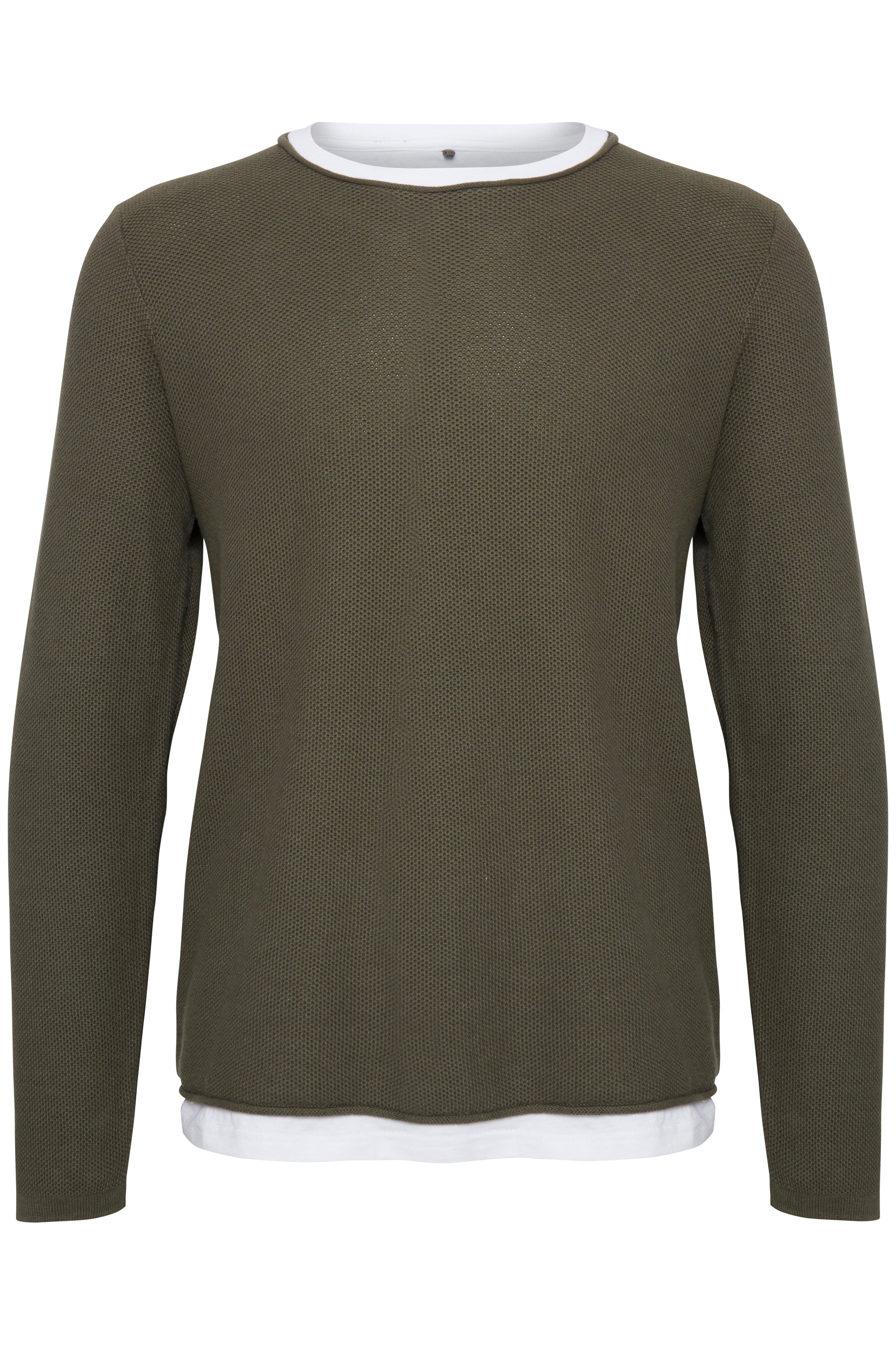 Blend He Herre Pullover med lange ærmer og rund hals. BLEND pullover har T-shirt effekt nederst og ved hals. Sweateren - Beetle Green Billede af Blend He Herre Pullover med lange ærmer og rund hals. BLEND pullover har T-shirt effekt nederst og ved hals. Sweateren - Beetle Green