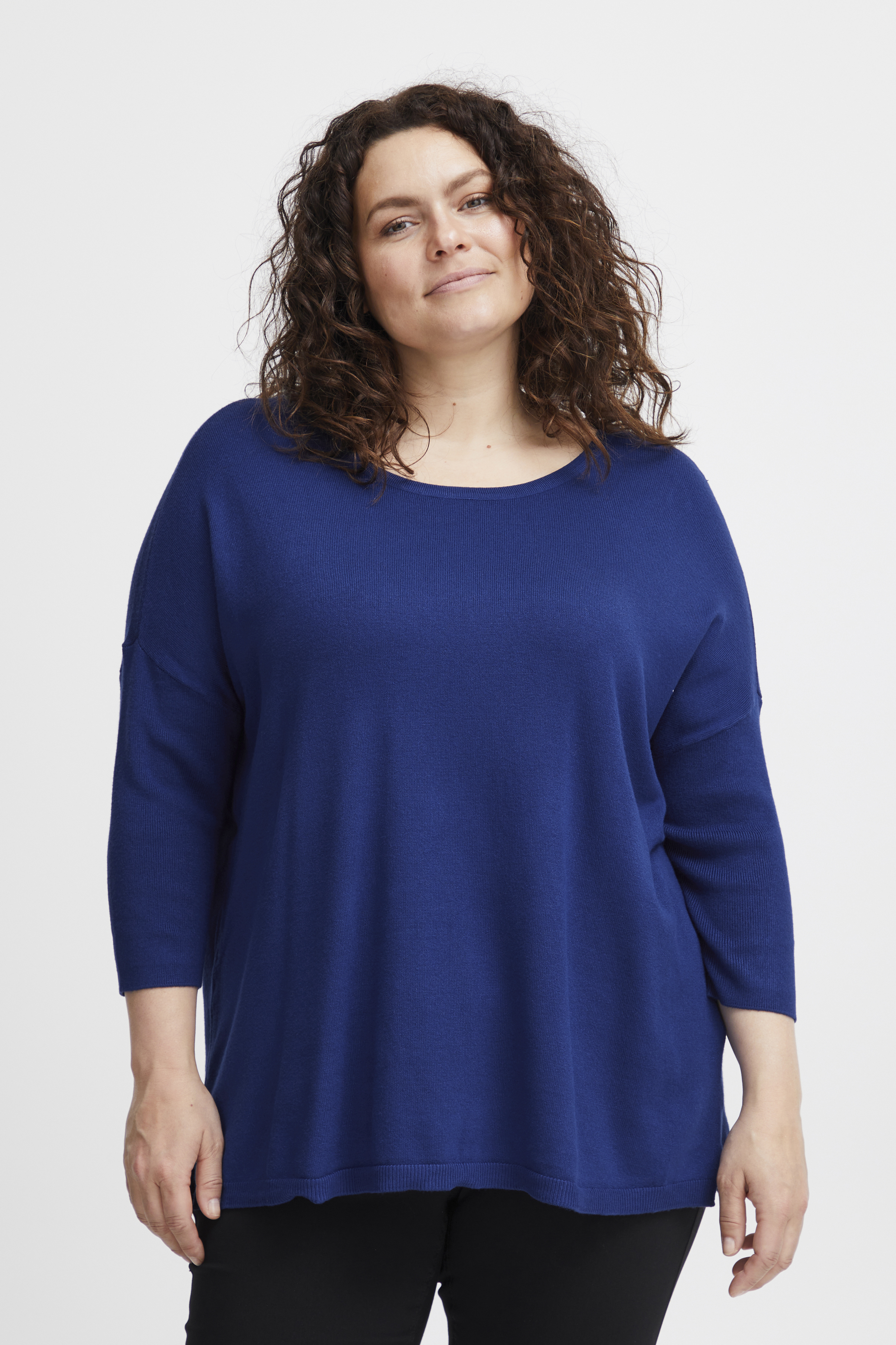 Fransa Plus Size Selection FPBLUME Pullover - Blå - str 54/56 för Dam