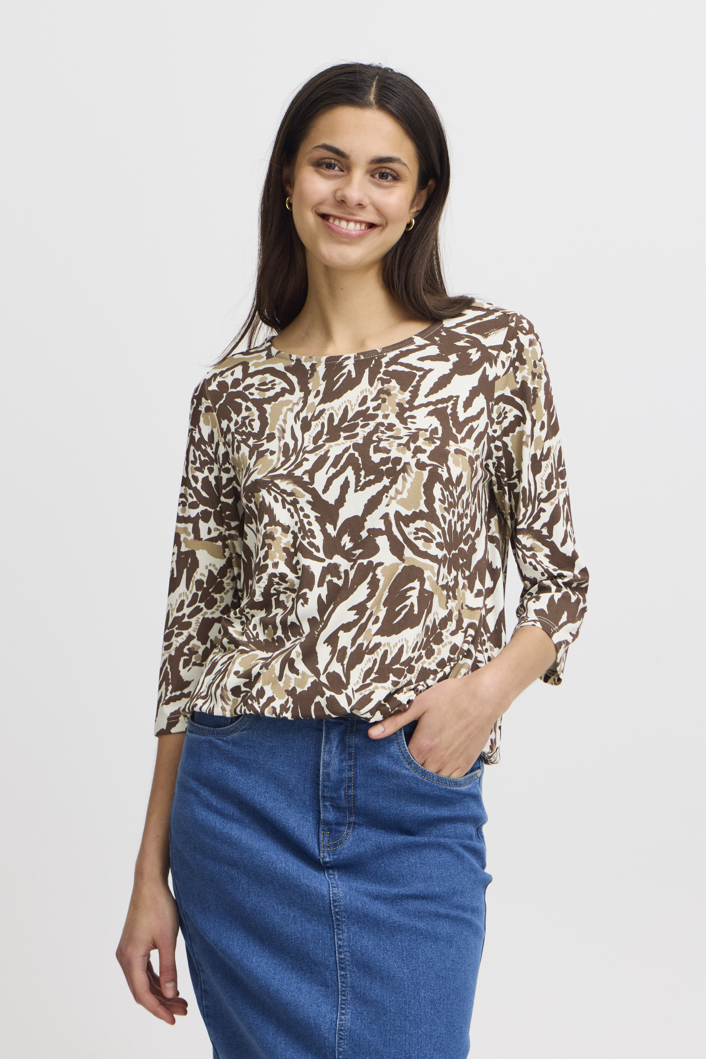 Fransa FRFEDOT T-shirt - Brown - str S för Dam