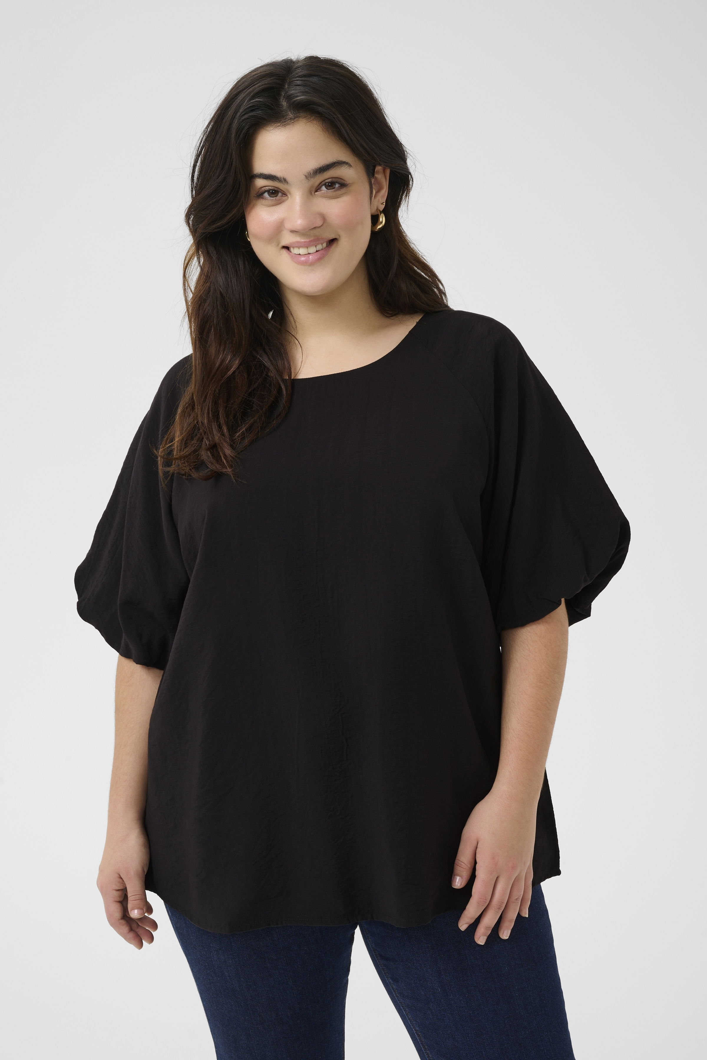 Kaffe Curve KCgabbi Blouse - Zwart - grootte 46 vor Vrouwen