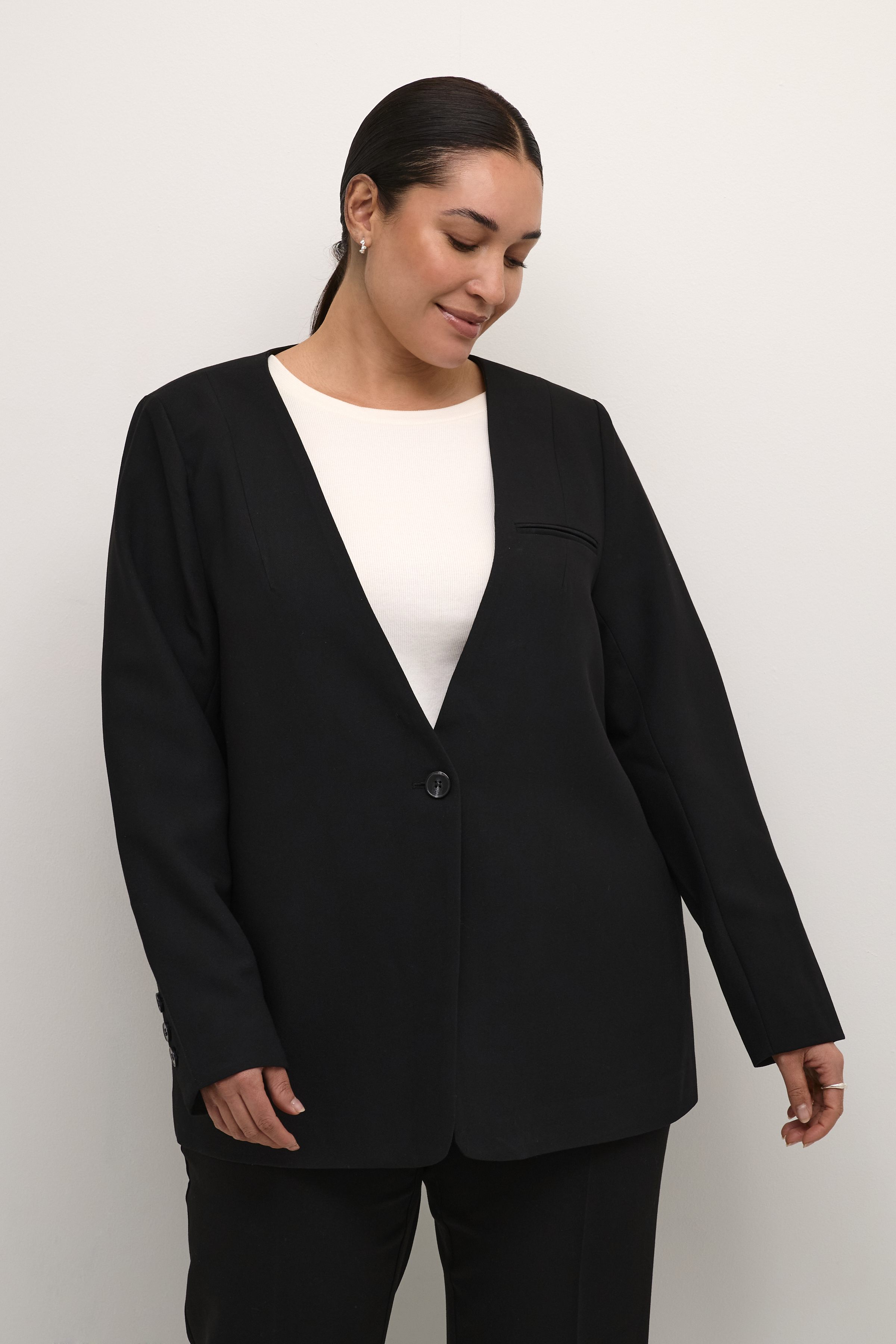 Kaffe Curve KCmiala Blazer - Svart - str 42 för Dam