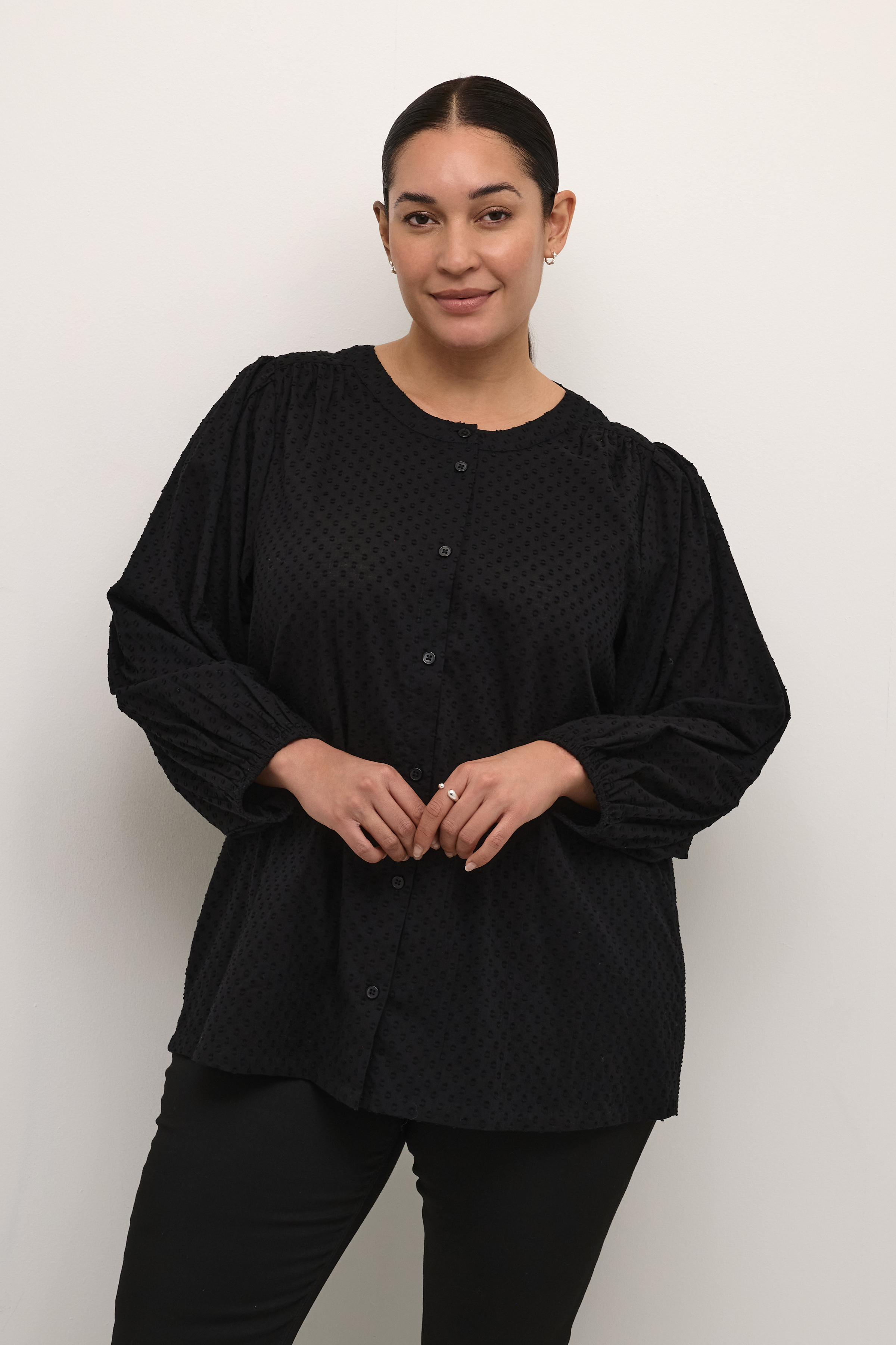 Kaffe Curve KCrory Overhemd - Zwart - grootte 46 vor Vrouwen