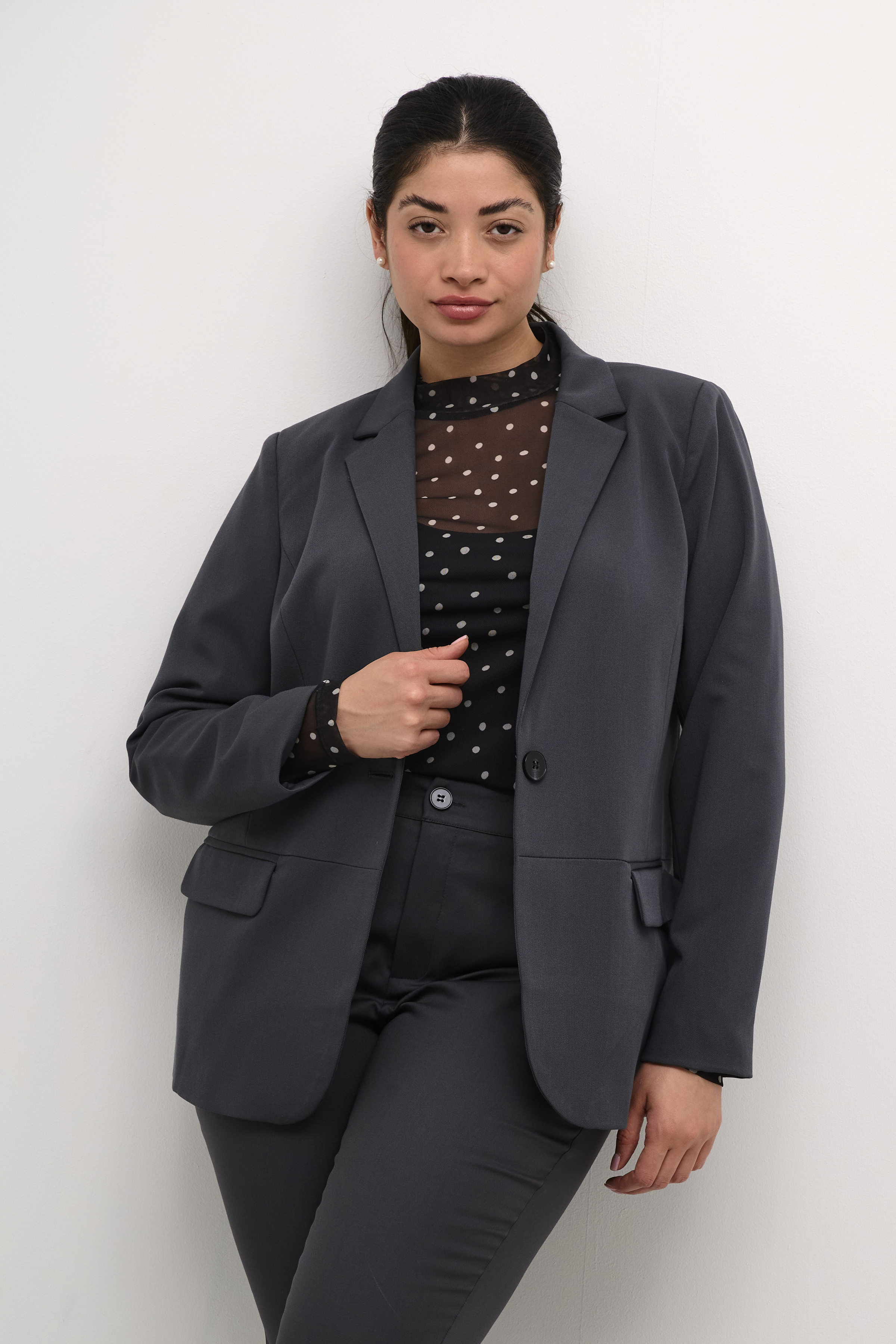 Kaffe Curve KCsakira Blazer - Grå - str 48 för Dam
