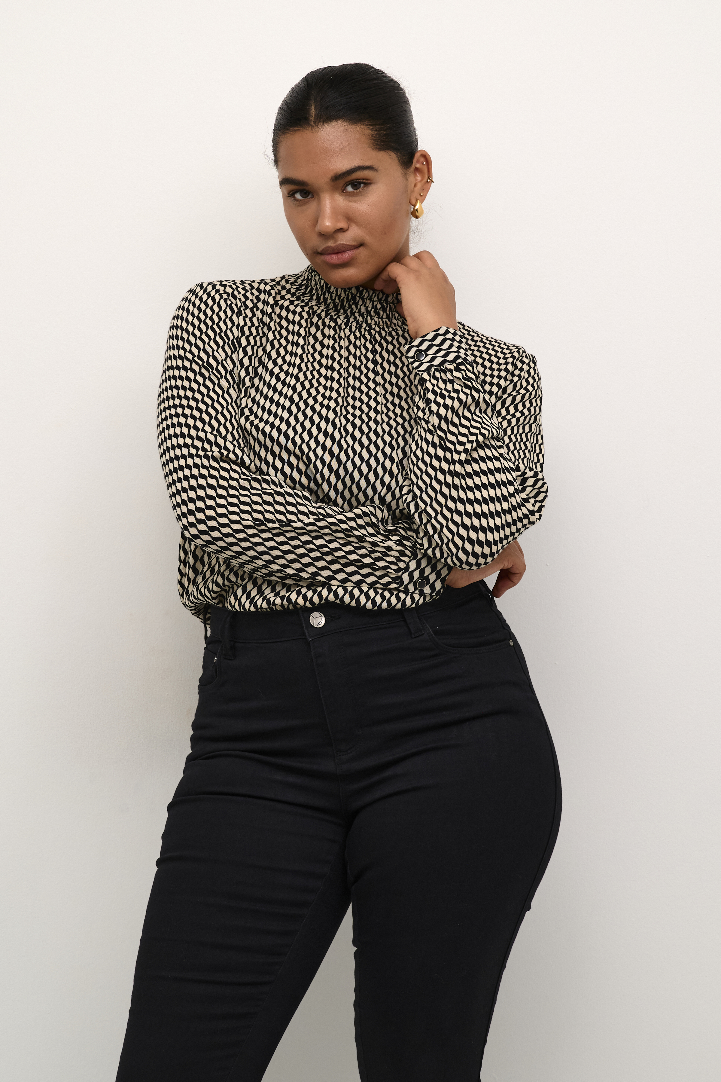 Kaffe Curve KCami Bluse - Sort - Str 46 - Damer