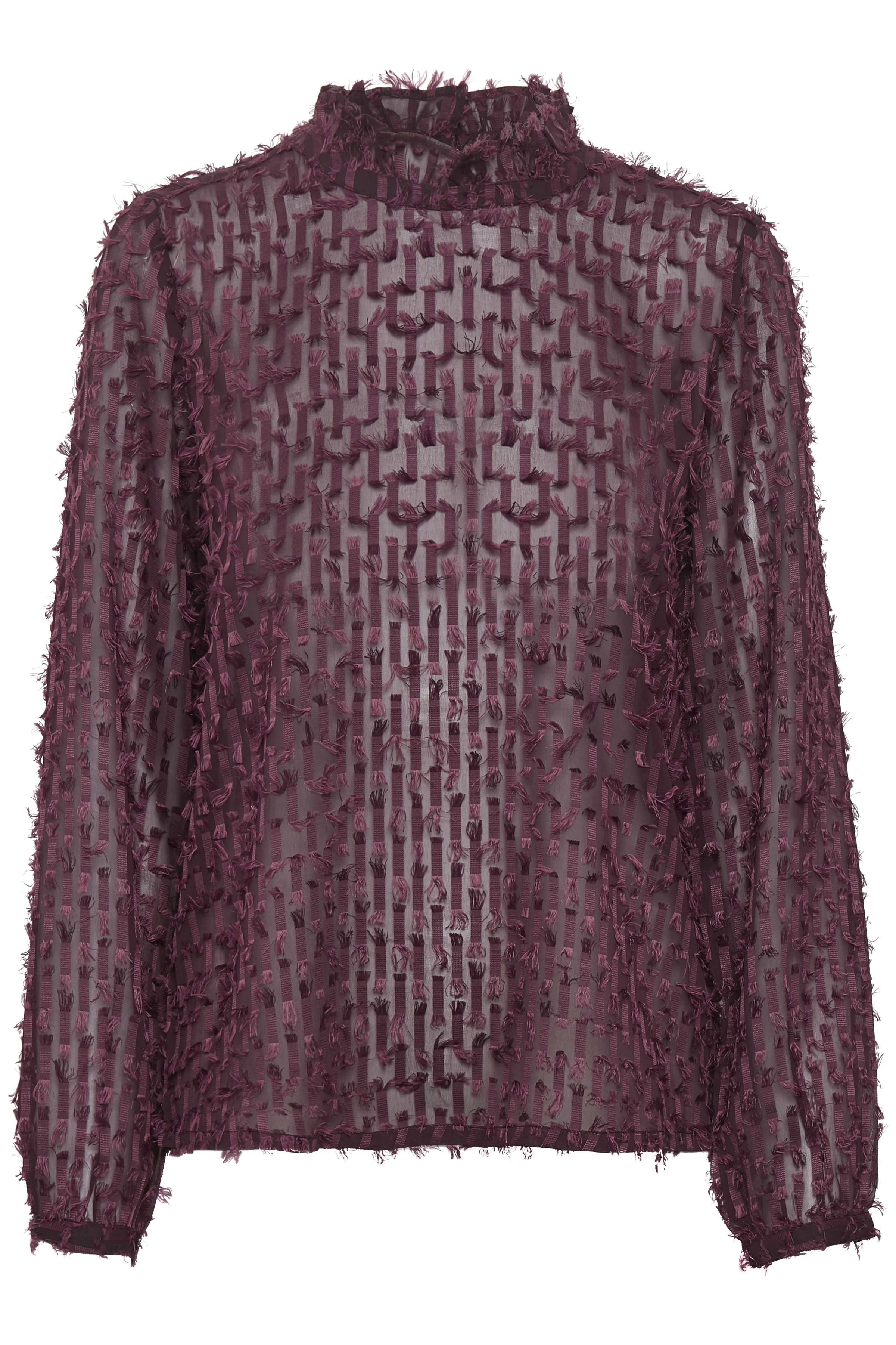 Dranella Dame Bluse med høj hals. Lange ærmer. Blusen - Blomme Billede af Dranella Dame Bluse med høj hals. Lange ærmer. Blusen - Blomme