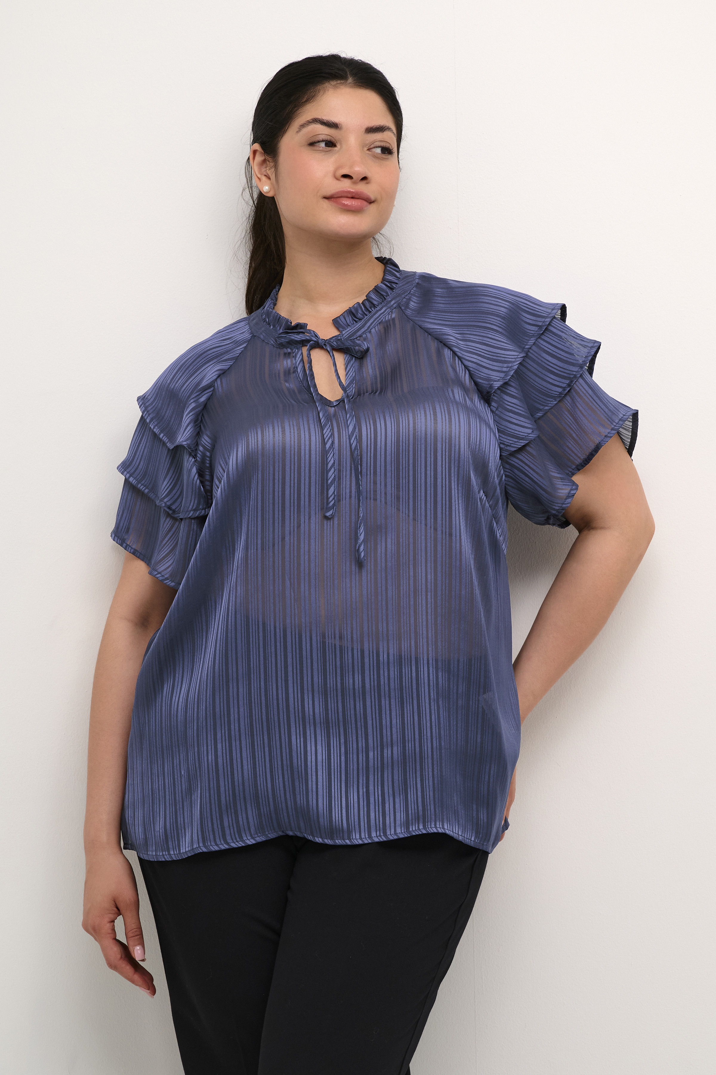 Kaffe Curve KCjola Blouse - Blauw - grootte 42 vor Vrouwen