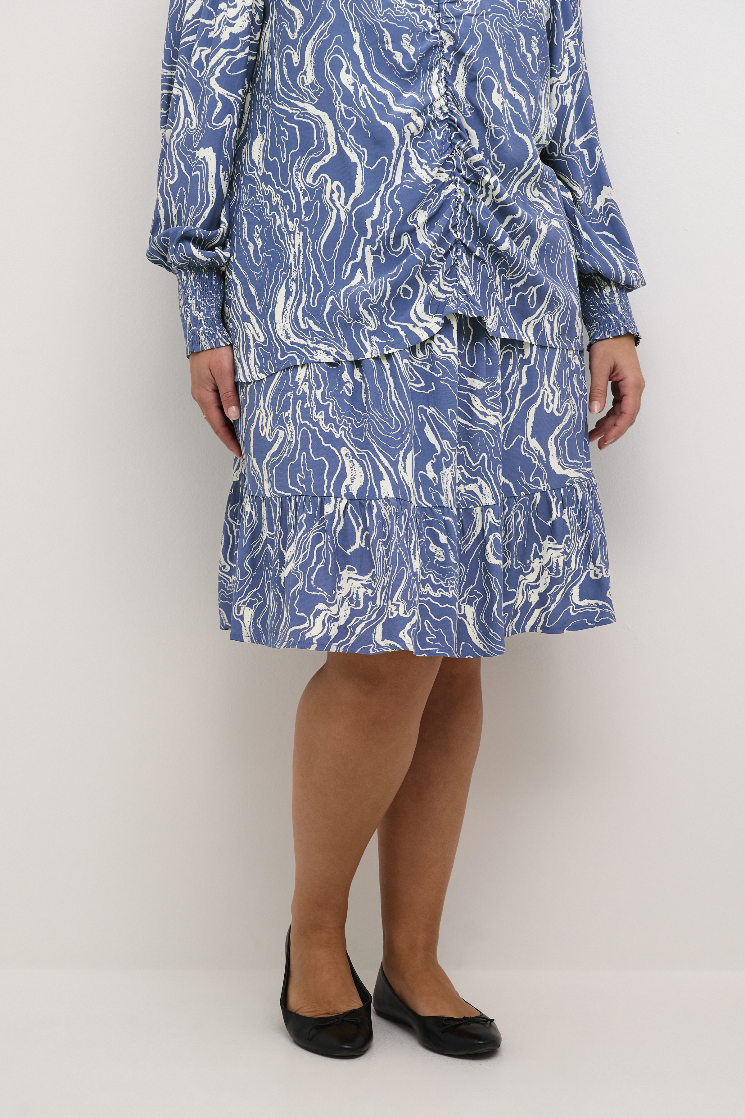 Kaffe Curve KCalona Rok in grootte 46 in Blauw - door 100% Viscose voor Vrouwen
