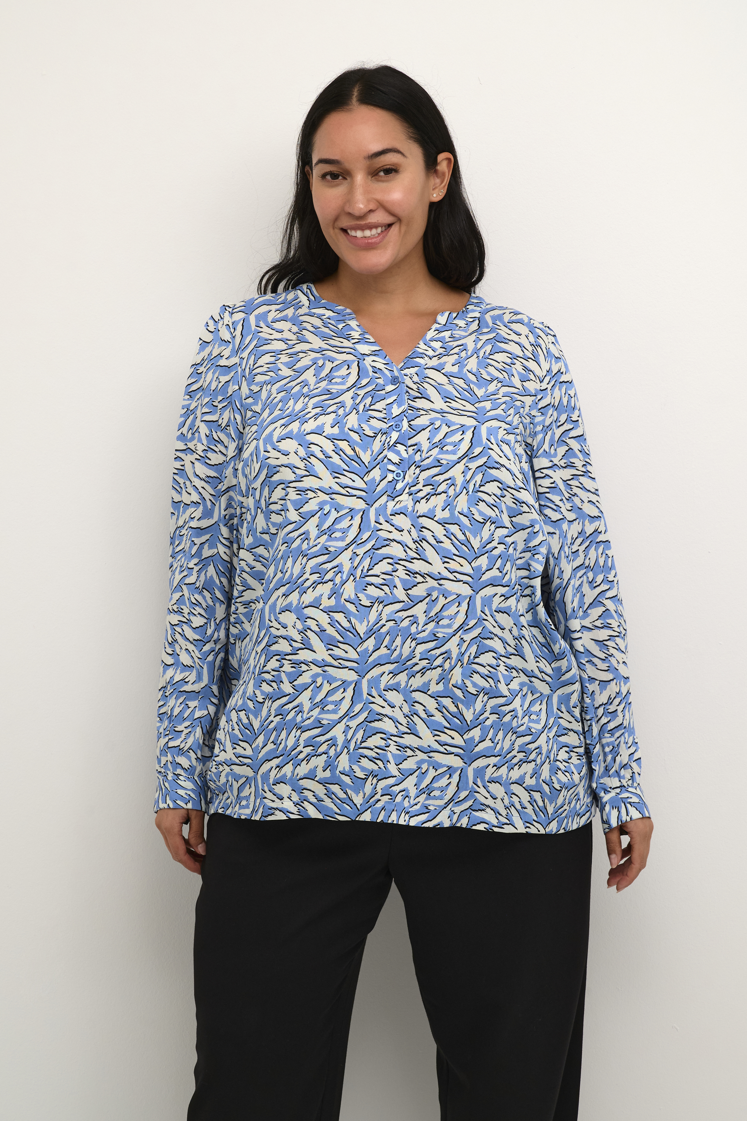 Kaffe Curve KCjenny Blouse - Blauw - grootte 42 vor Vrouwen