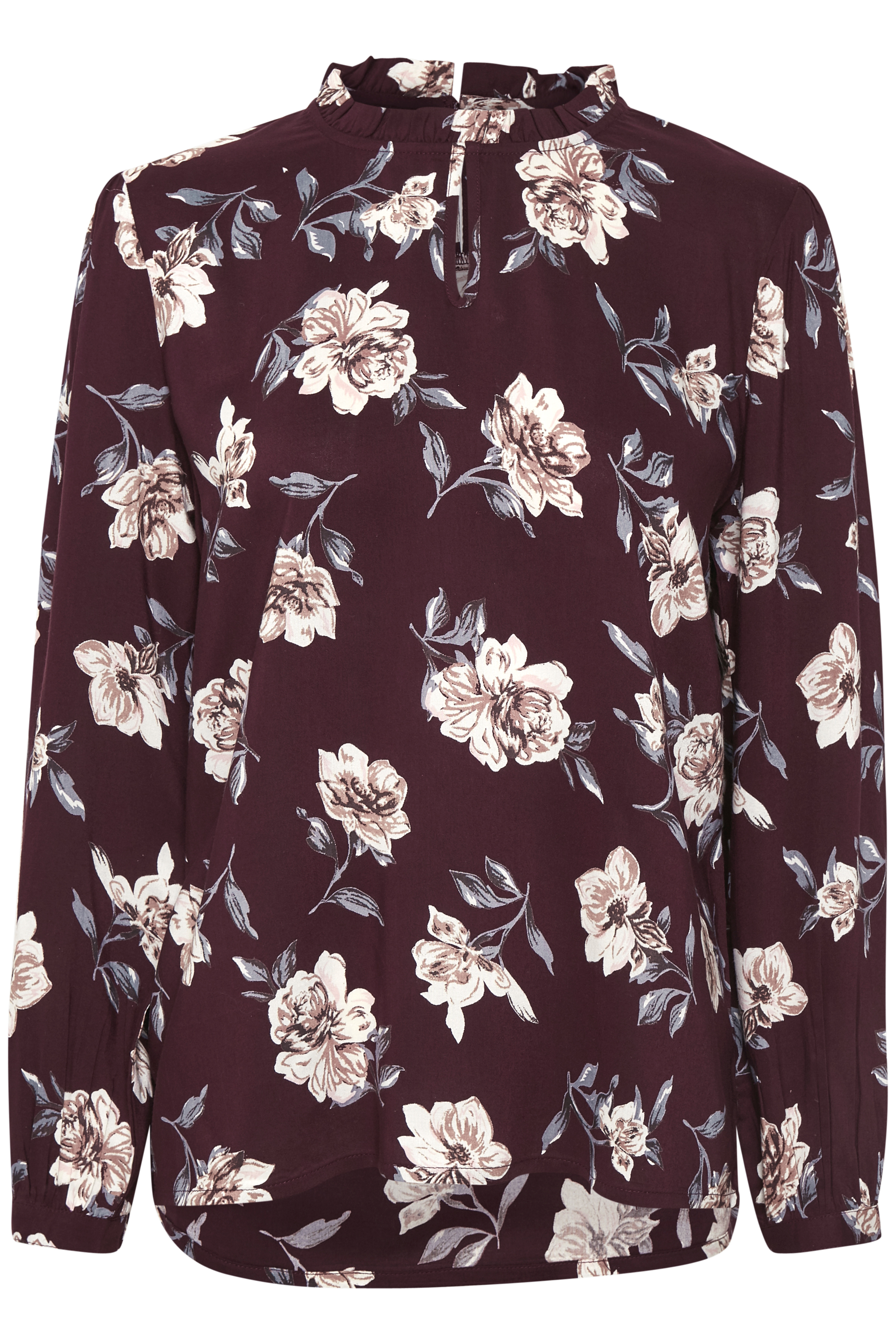 BonA Parte Dame Bluse med lange ærmer - Bordeaux/off-white Billede af BonA Parte Dame Bluse med lange ærmer - Bordeaux/off-white