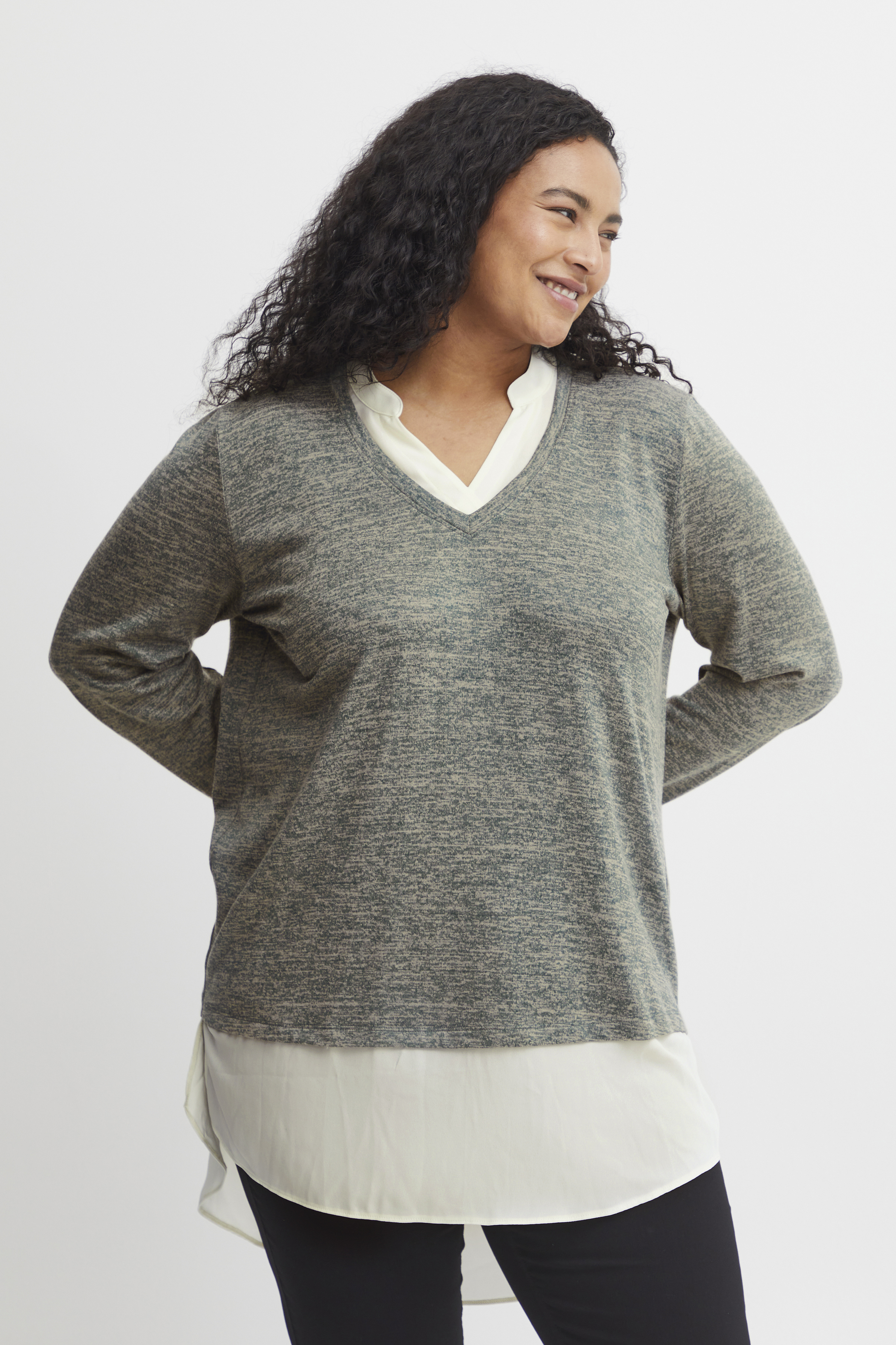 Fransa Plus Size Selection FPREXAN Pullover - Blå - str 54 för Dam