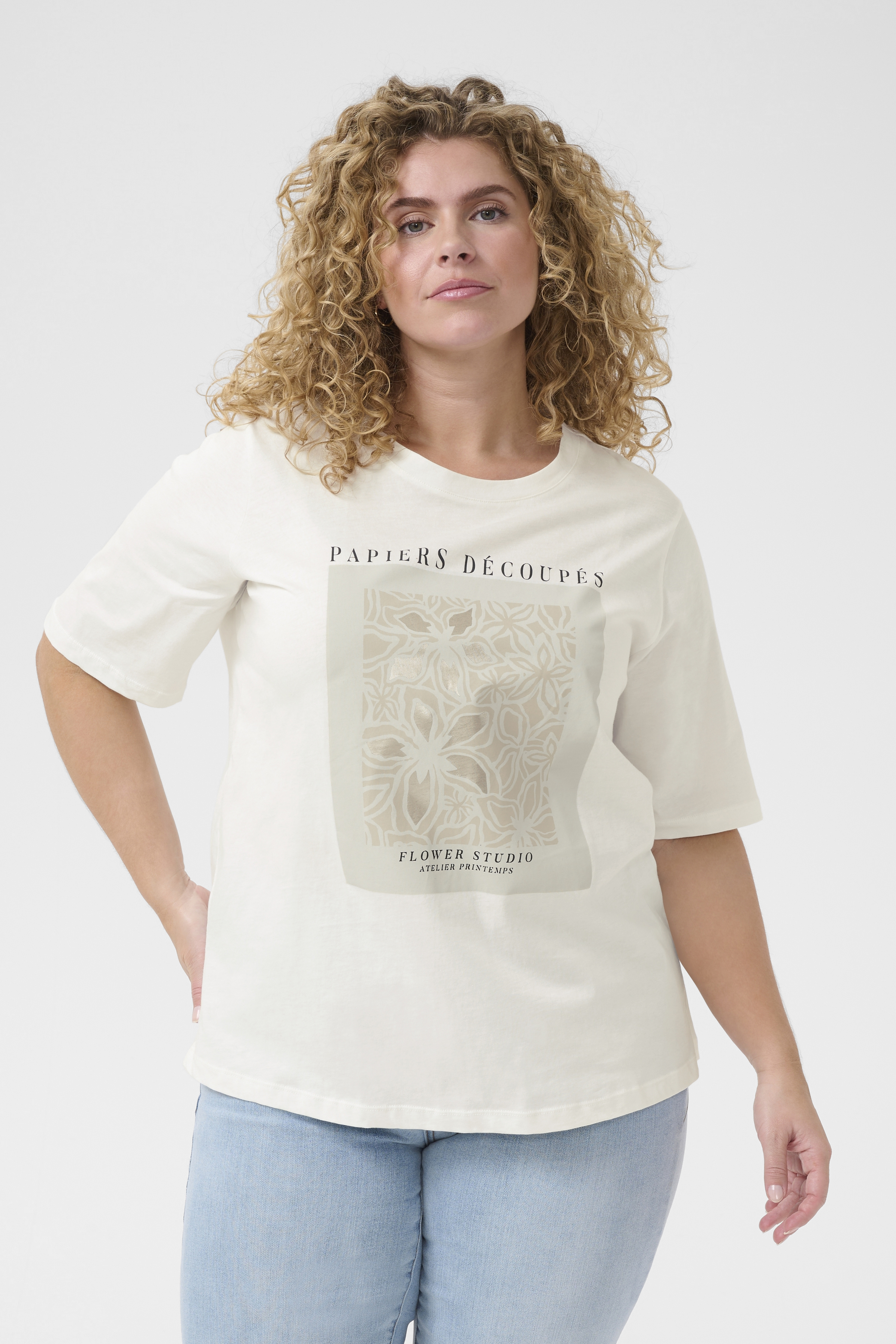 Kaffe Curve KCfiona T-shirt - Vit - str S för Dam