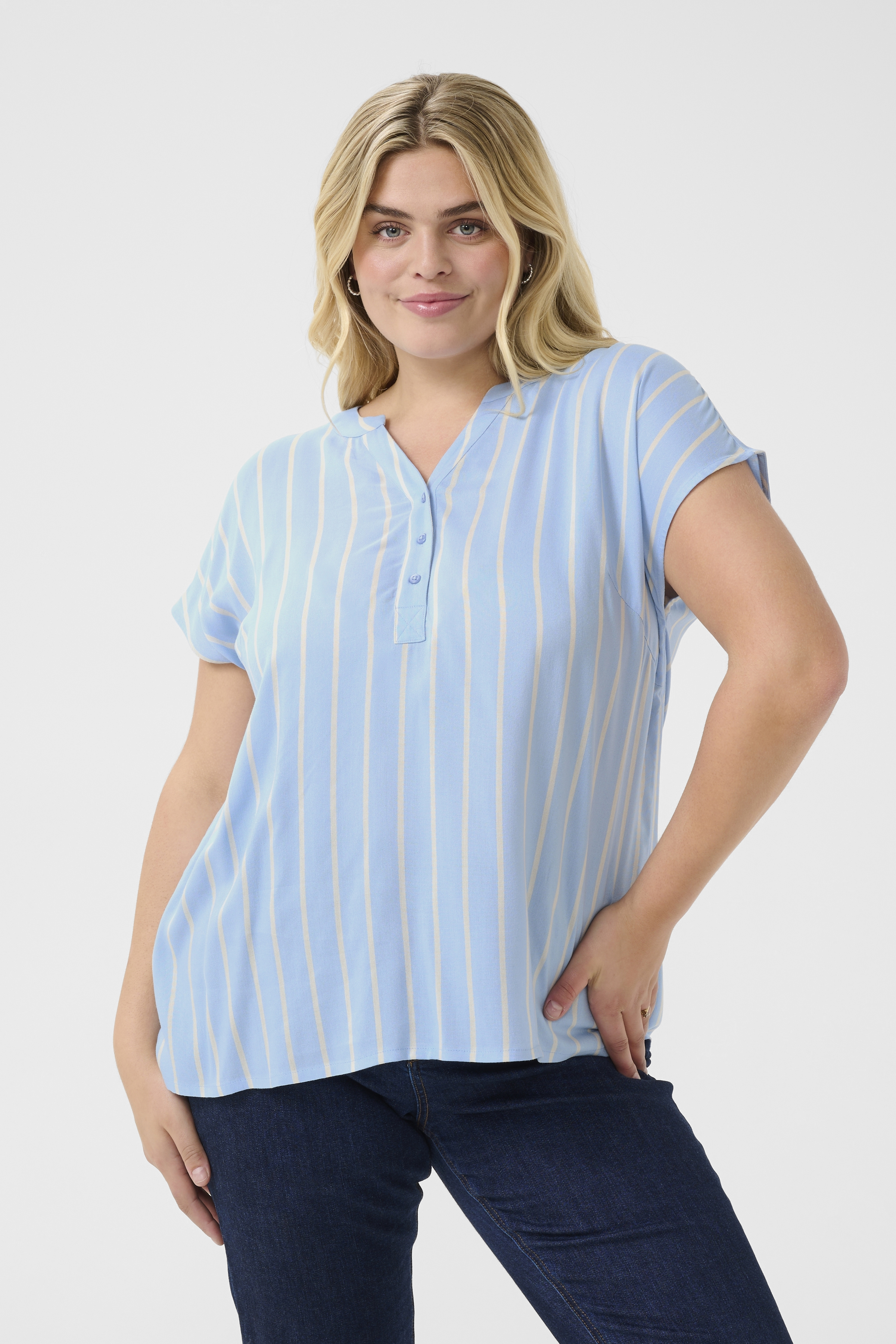 Kaffe Curve KCsida Bluse - Blå - Str 42 - Damer