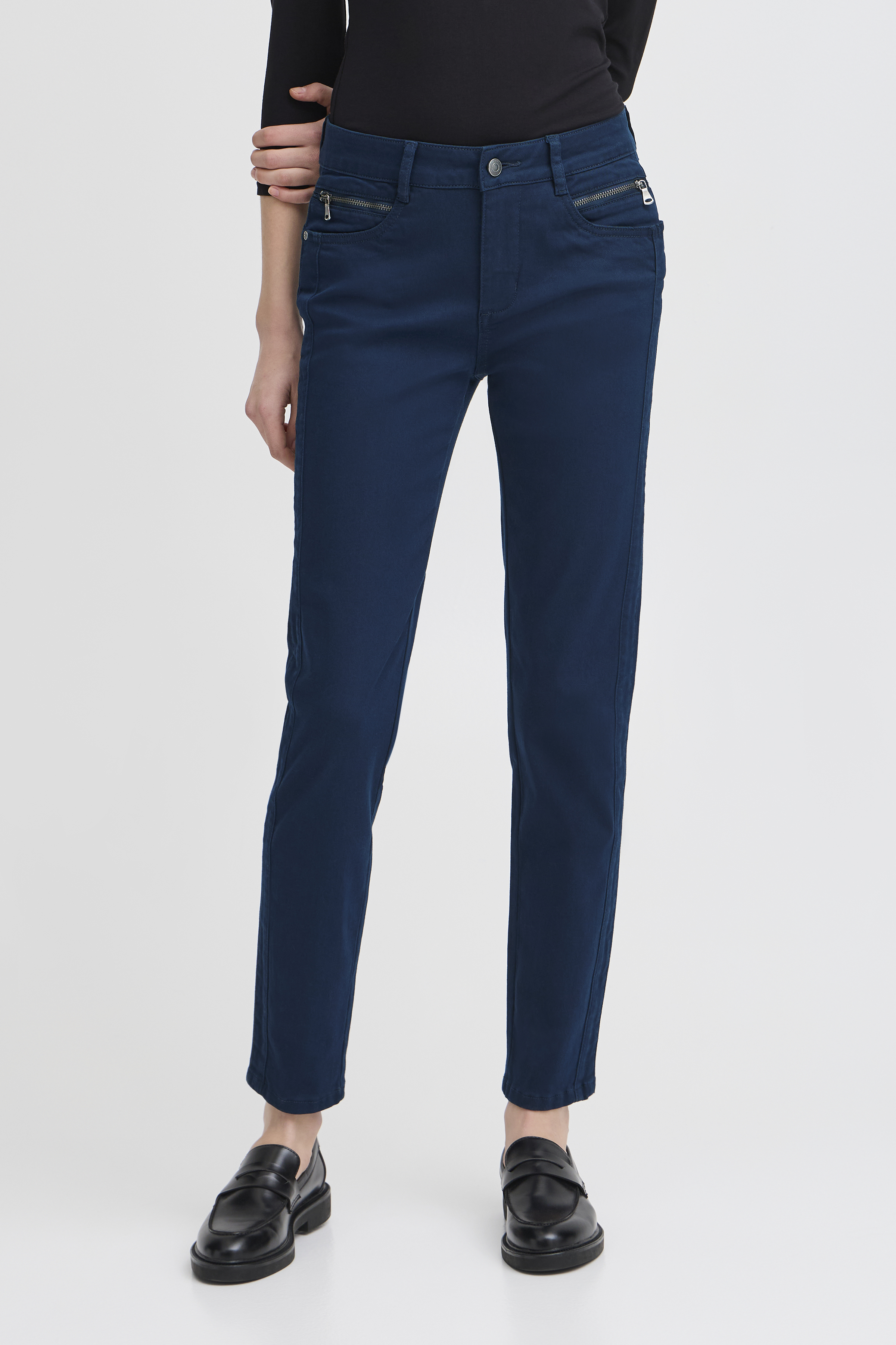Fransa FRLOMAX Broek in grootte 38/30 in Blauw - door 61% Katoen, 26% Polyester, 11% Viscose, 2% Elastaan voor Vrouwen