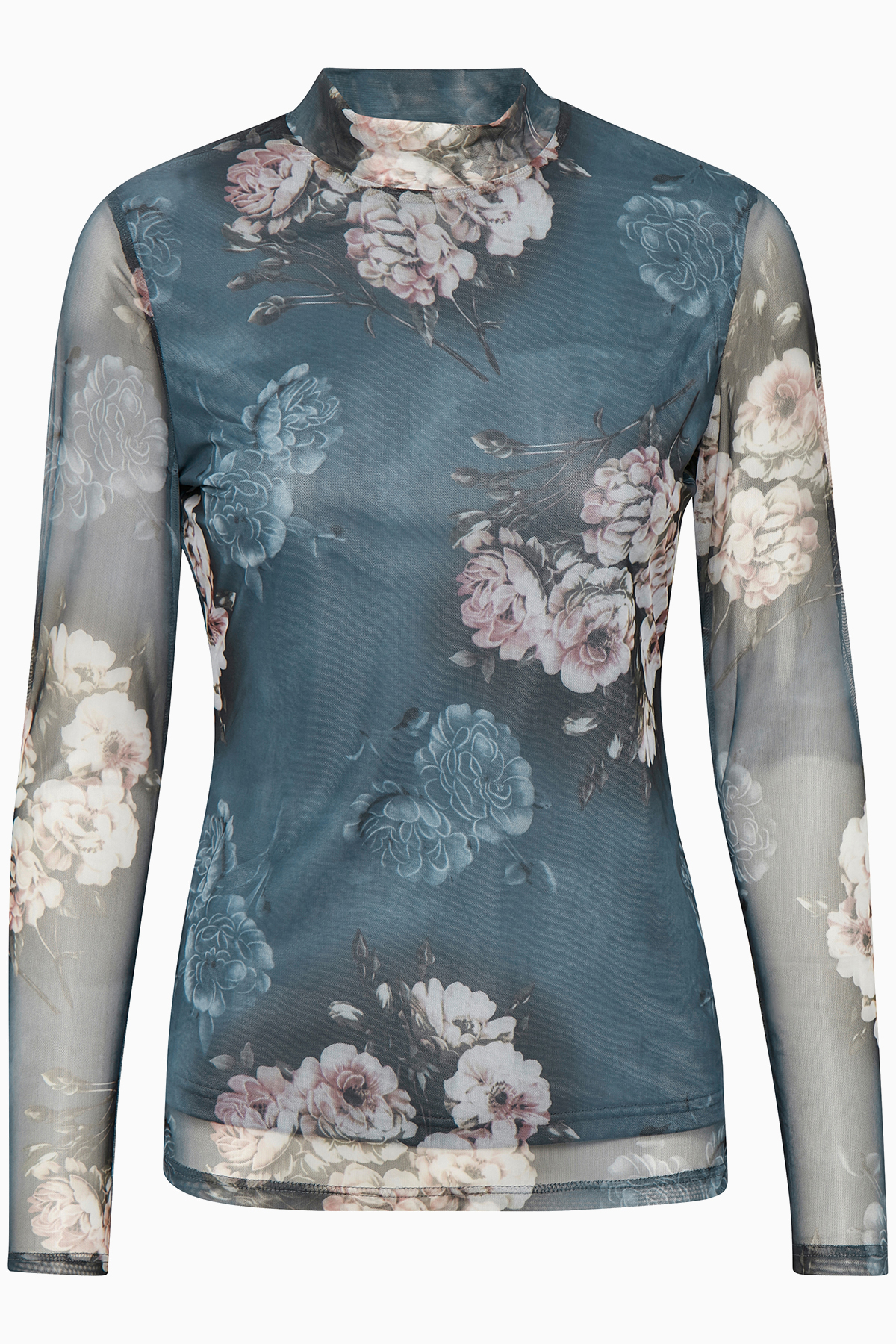 Kaffe Dame Skøn Bloomi Turtleneck bluse - Denimblå Billede af Kaffe Dame Skøn Bloomi Turtleneck bluse - Denimblå