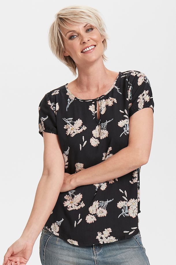 Dunkel Marineblau Rosa Kurzarm Bluse Von Bon A Parte Shoppen