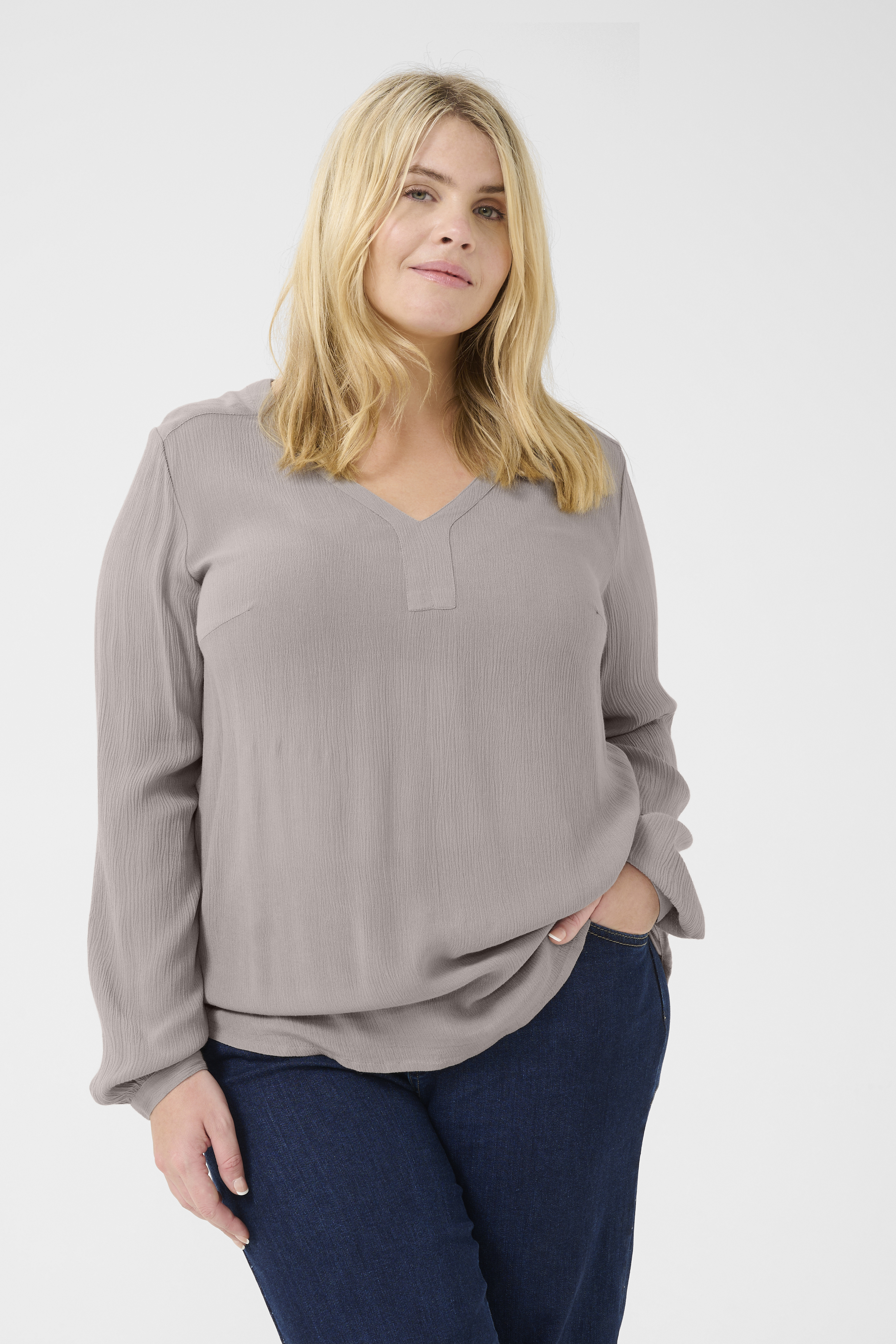 Kaffe Curve KCami Bluse - Grå - Str 56 - Damer