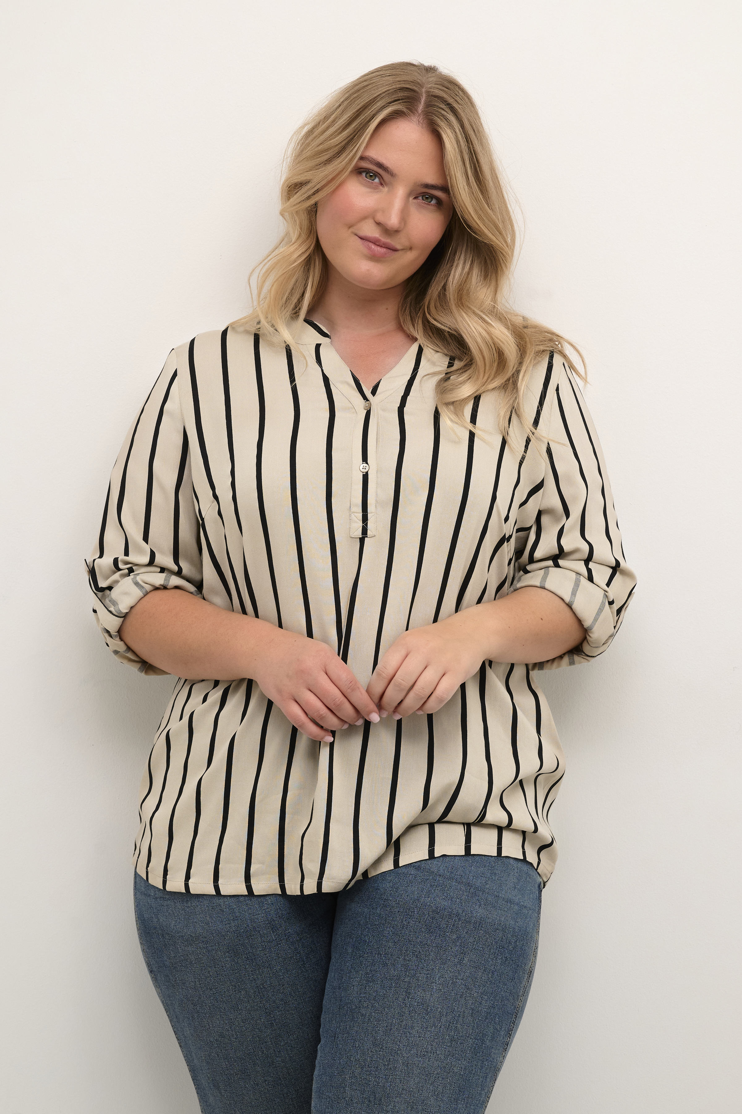 Kaffe Curve KCsida Bluse - Natur - Str 50 - Damer