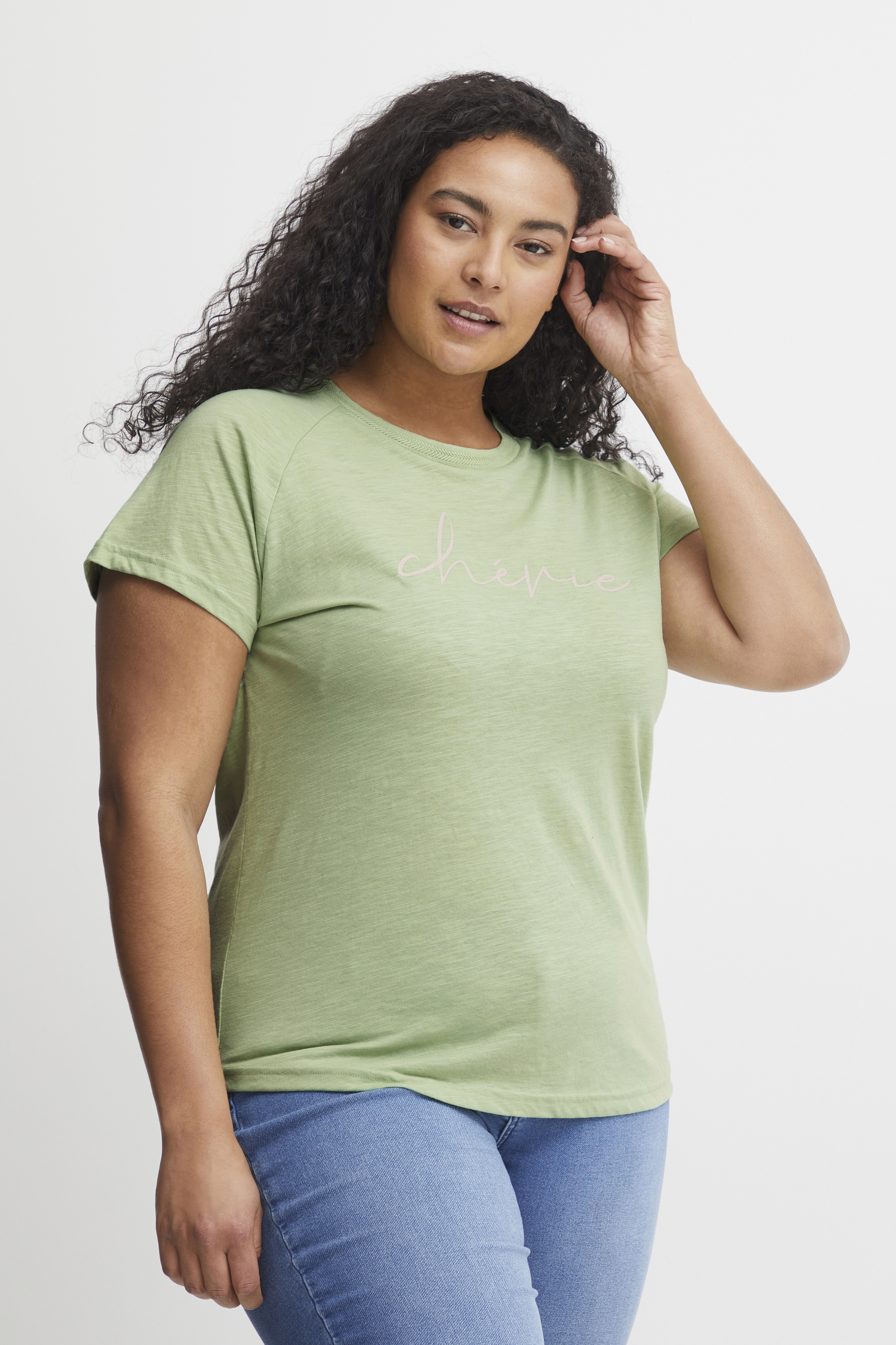 Fransa Plus Size Selection FPELINA T-shirt i størrelse 46/48 i Grøn til Damer