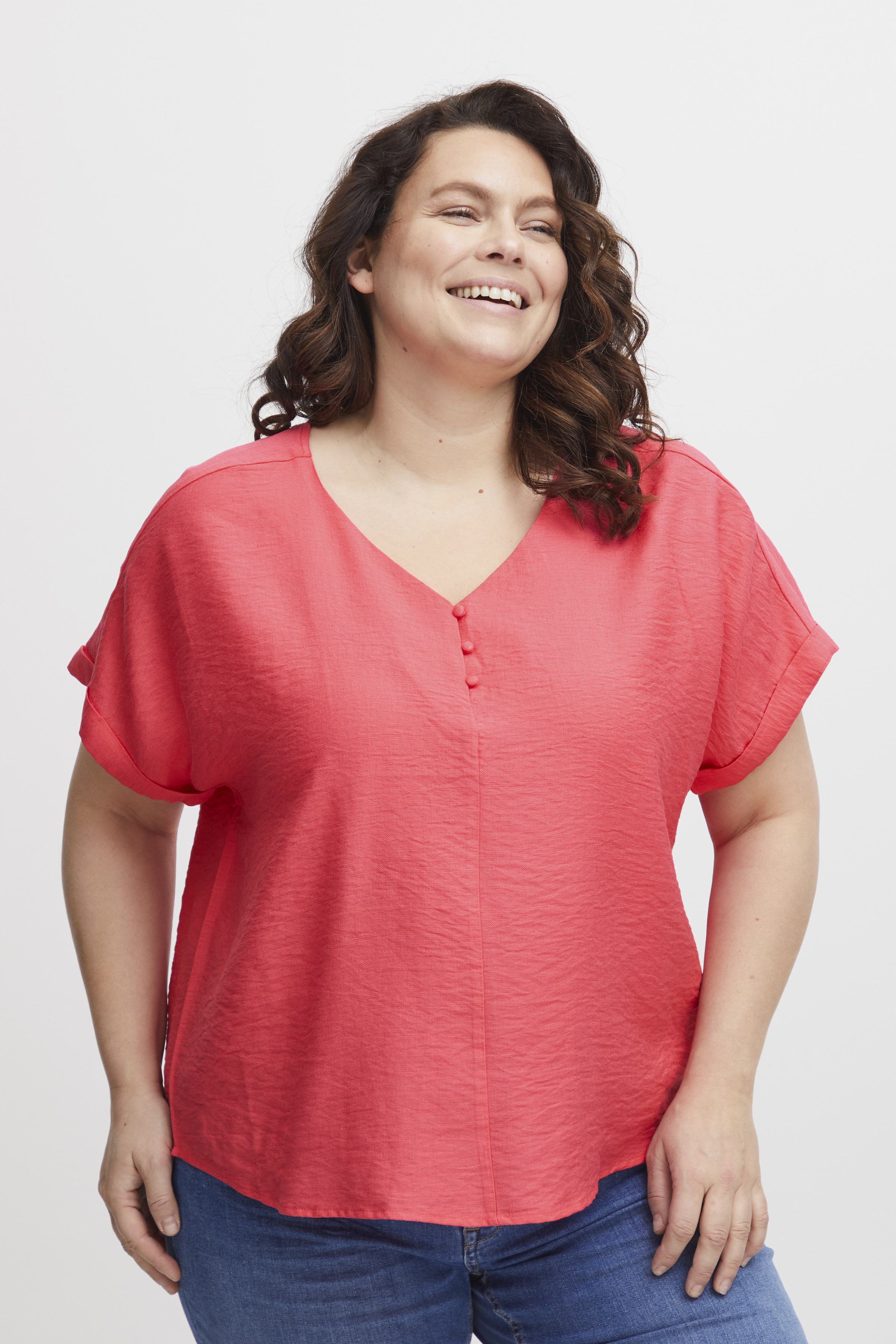 Fransa Plus Size Selection FPHOT Blouse - Pink - grootte 42 vor Vrouwen