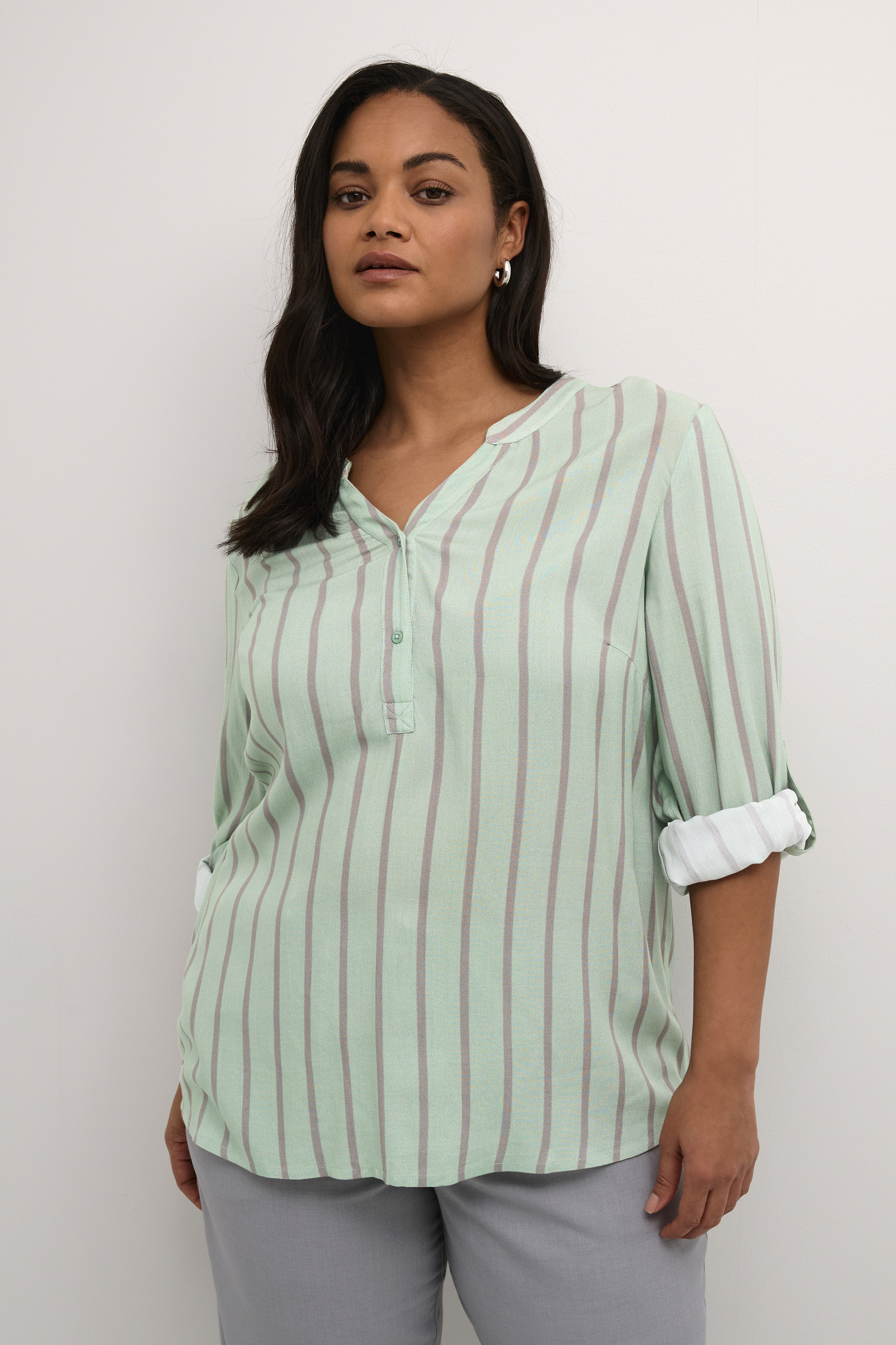 Kaffe Curve KCsida Bluse - Grå - Str 46 - Damer