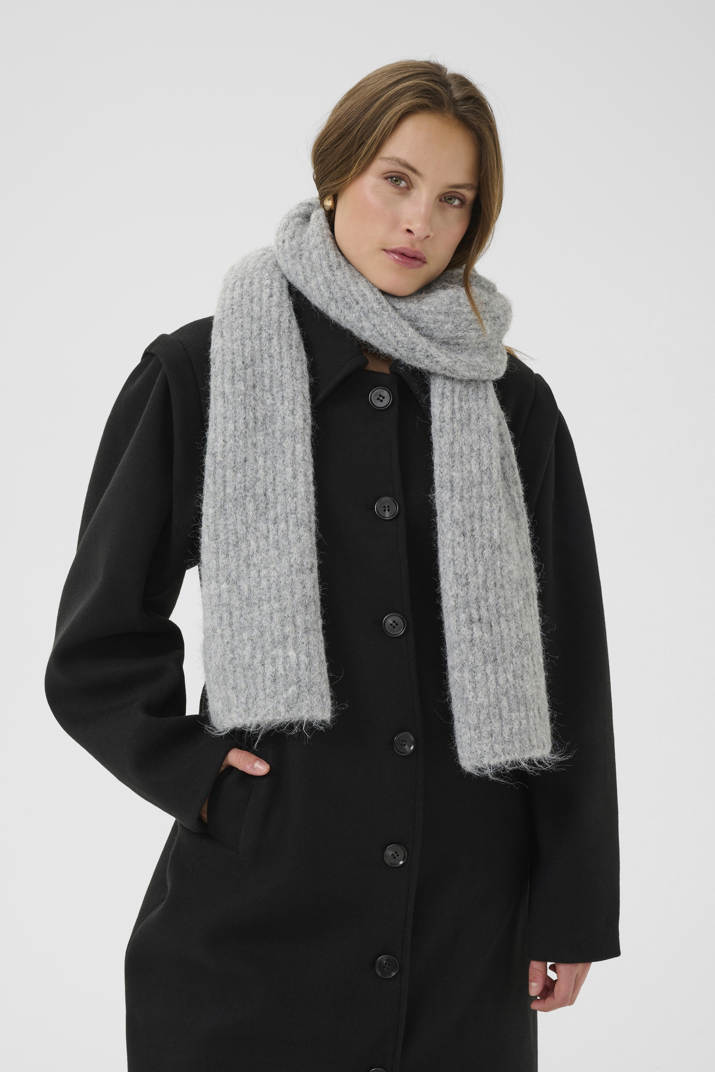 Kaffe KAhenry Scarf - Grå - str ONE för Dam