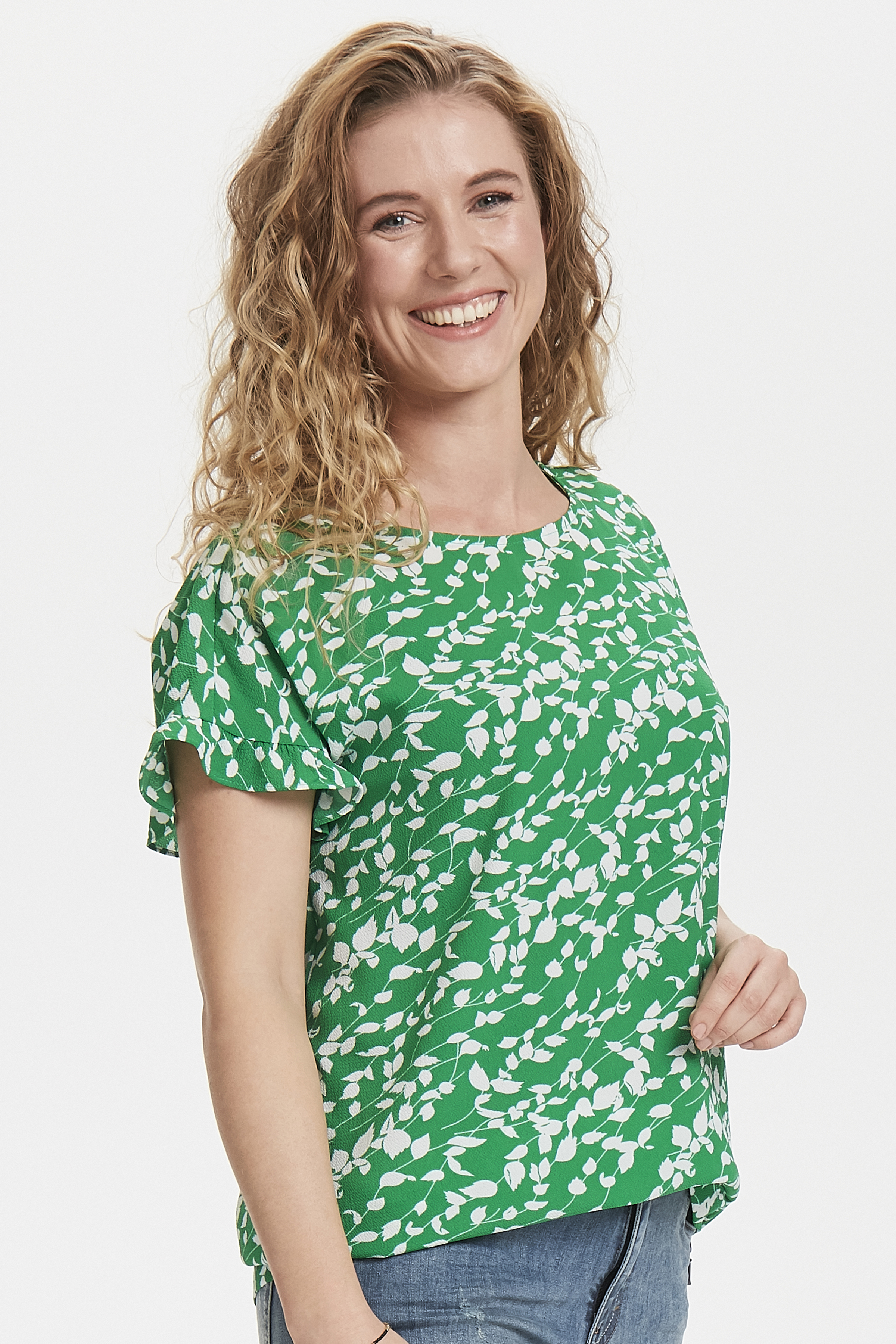 Fransa Korte mouwen shirt  in grootte XS in Groente - door 55% Polyester (Gerecycled), 42% Polyester, 3% Elastaan voor Vrouwen
