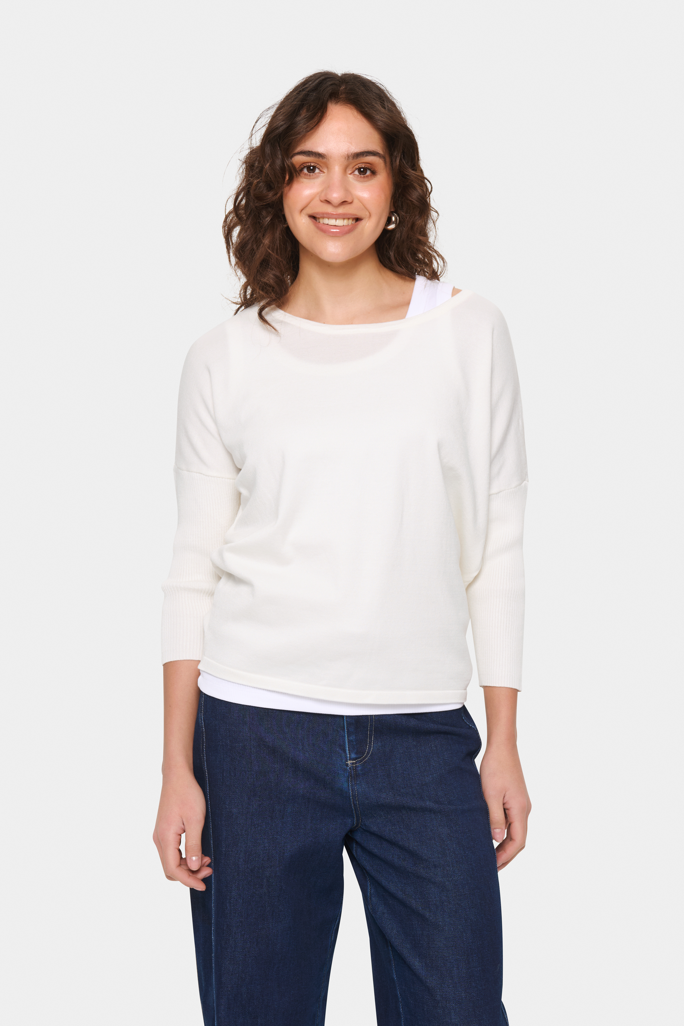 Saint Tropez MilaSZ R-Neck Pullover - Vit - str XL för Dam