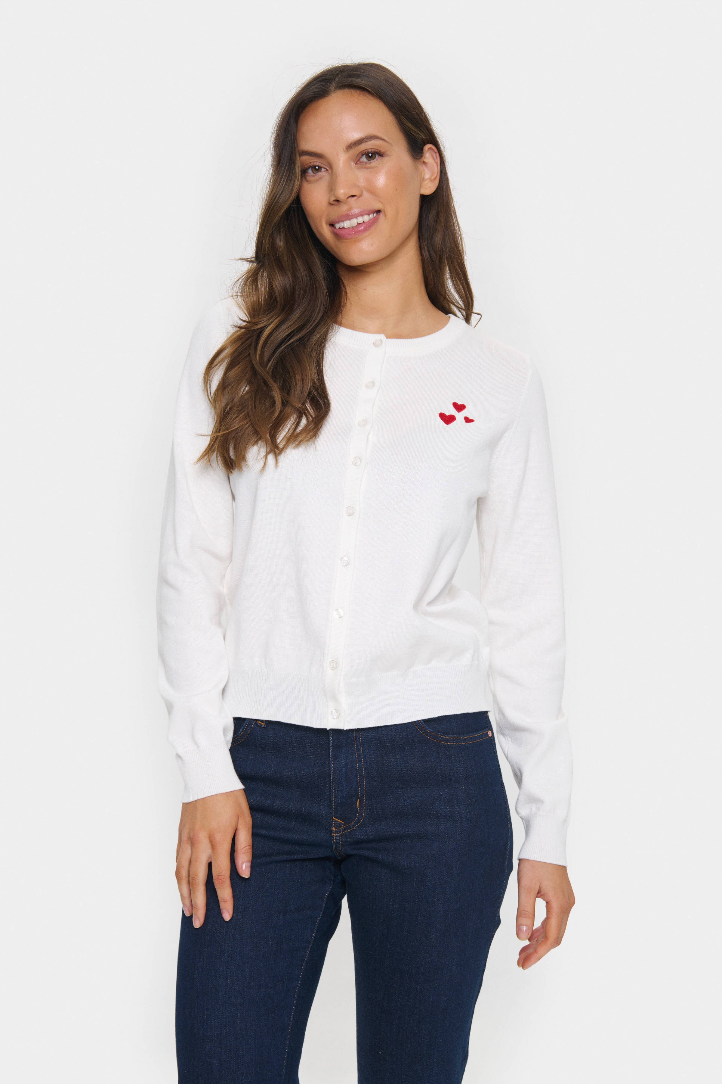 Saint Tropez ValentinaSZ Cardigan - Vit - str XL för Dam