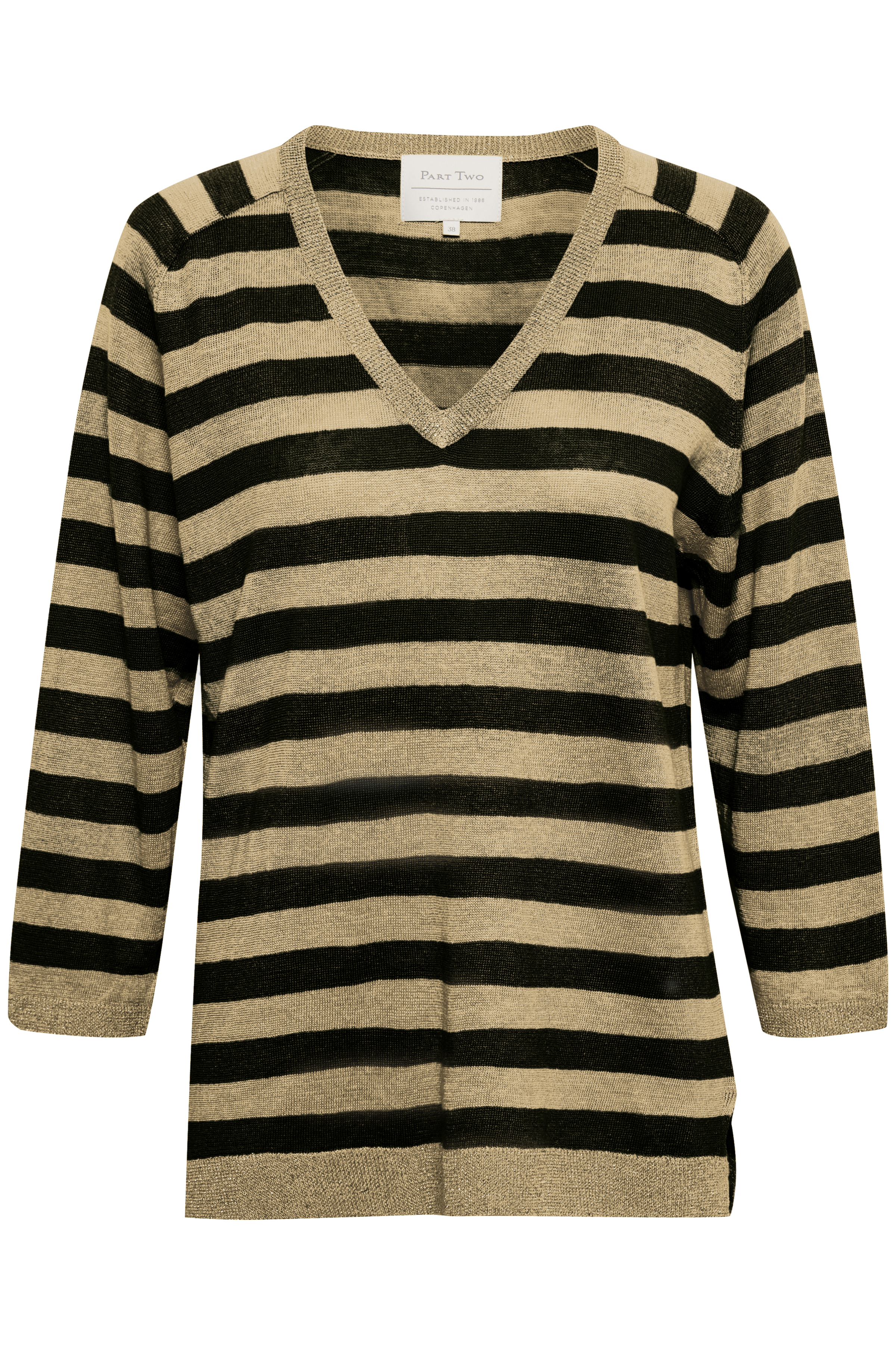 Guld Part Two Part Two Dame Strikpullover - Linen Stripe, sweatere strik for dame - Pashion.dk