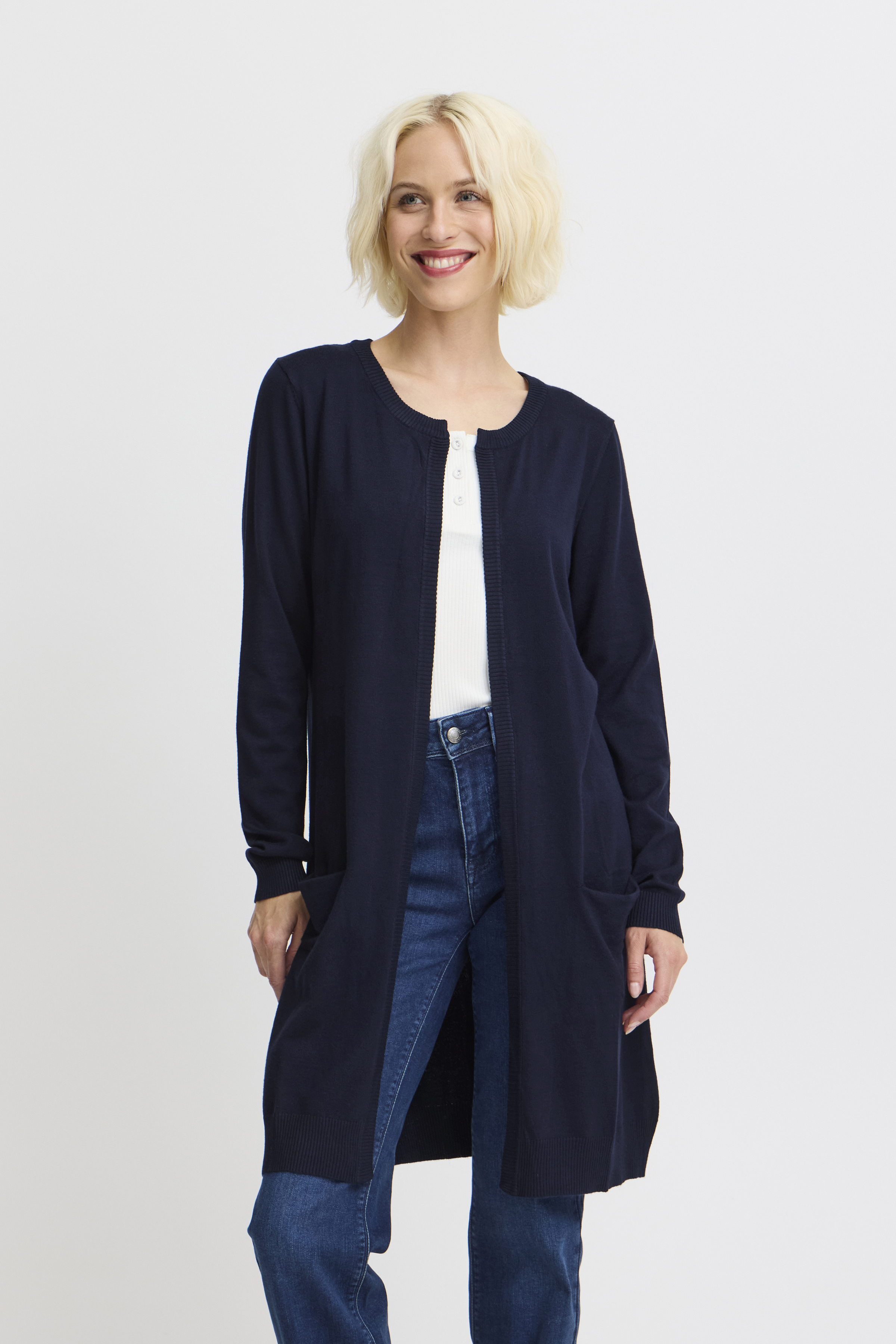 Pulz Jeans Stickad cardigan - Blå - str L för Dam