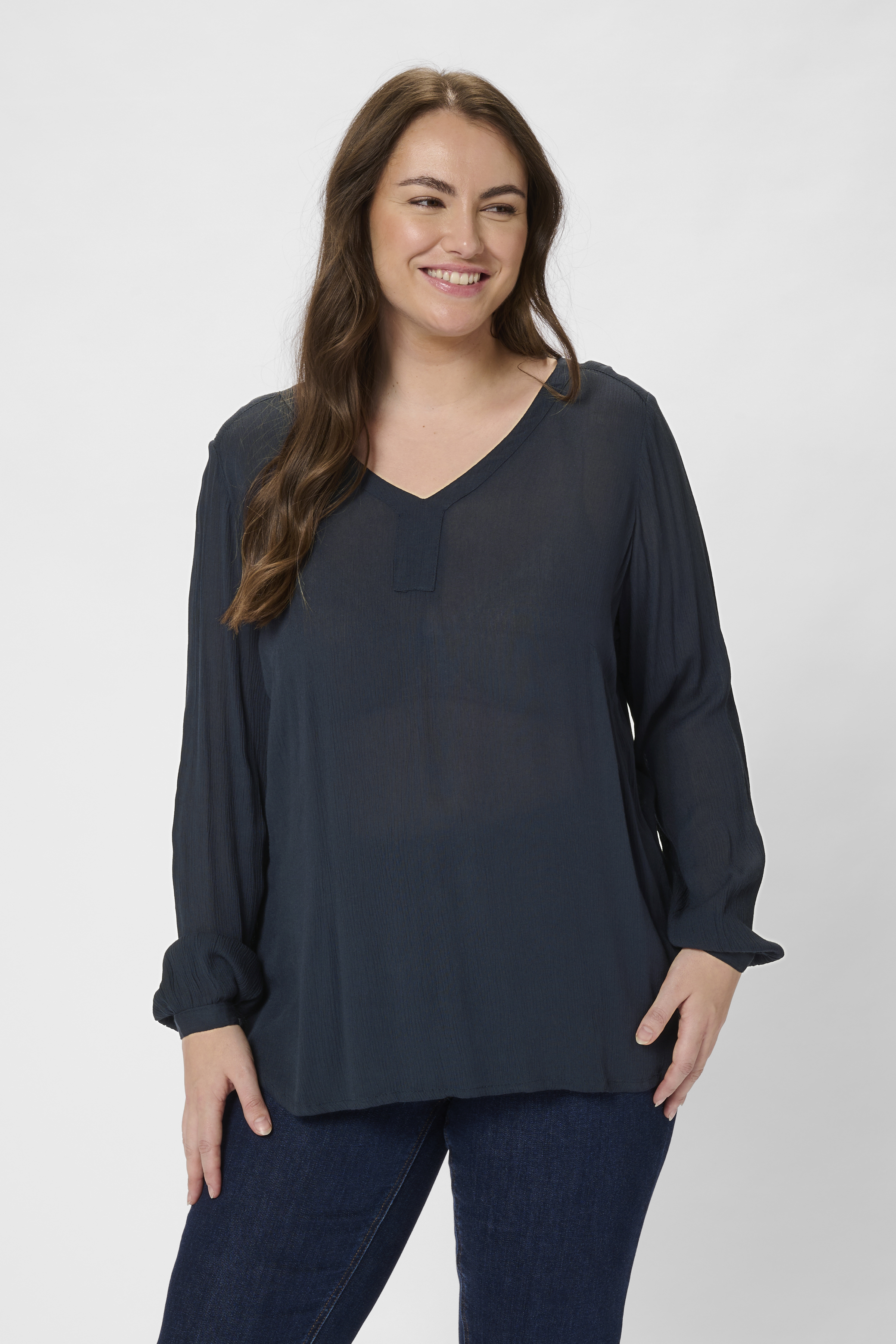 Kaffe Curve KCami Bluse - Blå - Str 50 - Damer
