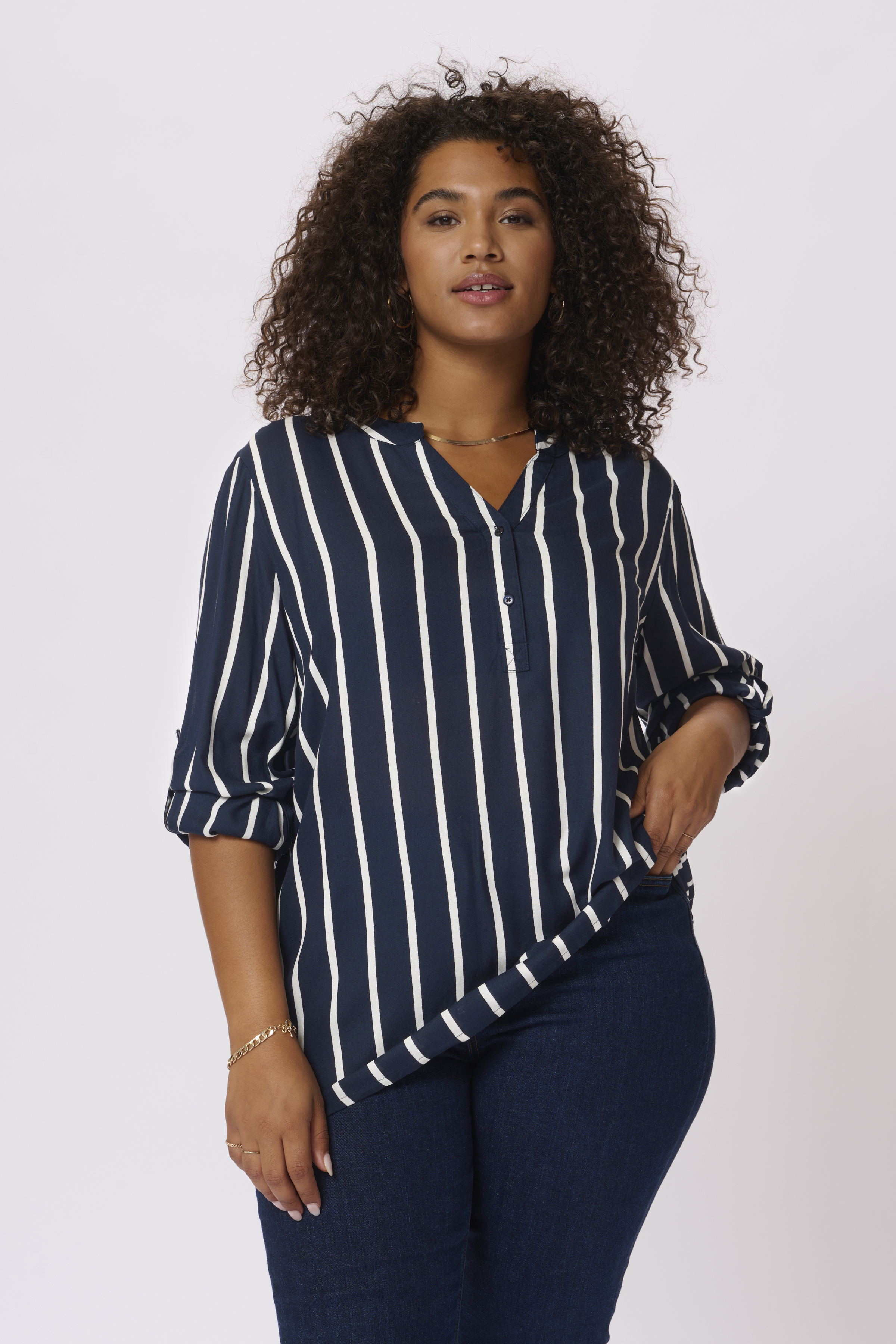 Kaffe Curve KCsida Bluse - Blå - Str 56 - Damer