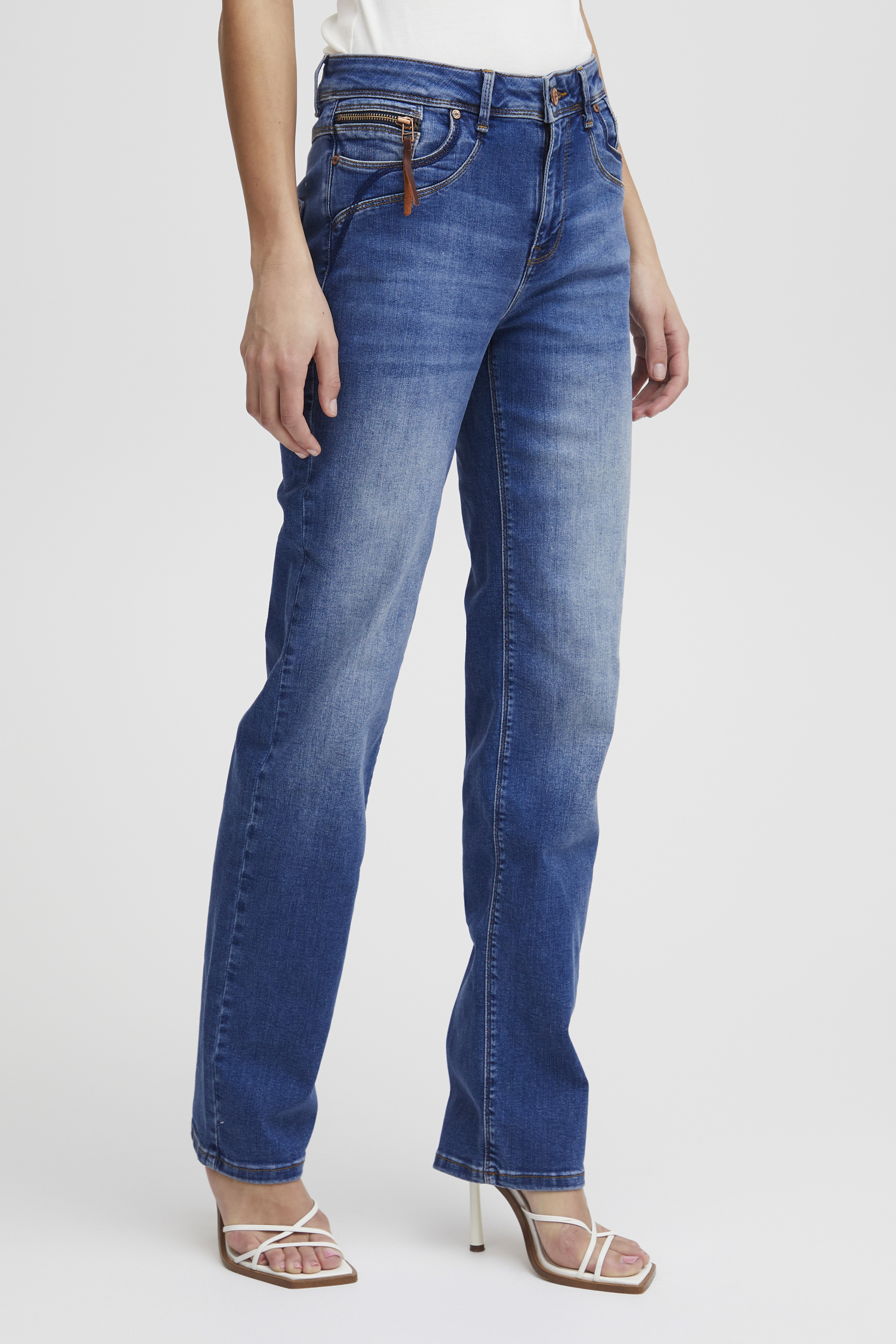 Pulz Jeans PZKAROLINA HW Jeans Straight Leg - Blå - str 30/34 för Dam