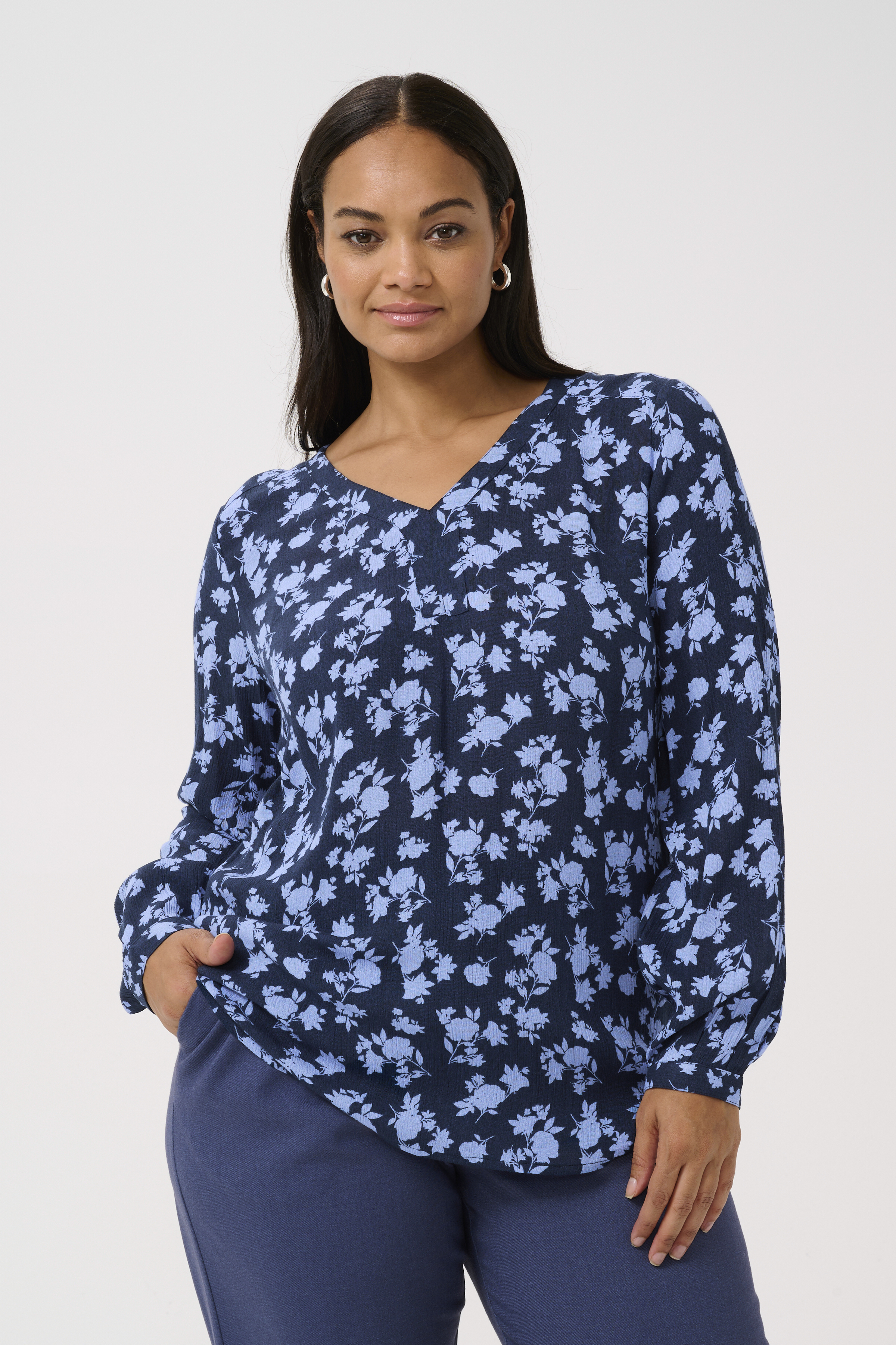Kaffe Curve KCami Bluse - Blå - Str 42 - Damer