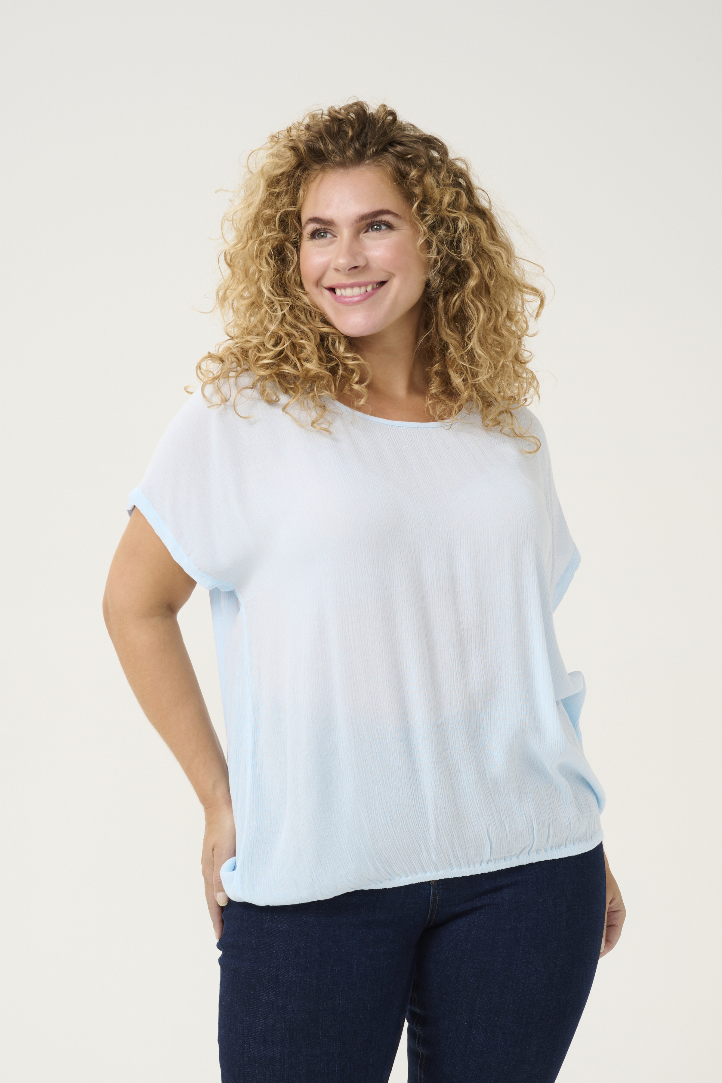 Kaffe Curve KCami Bluse - Blå - Str 42 - Damer