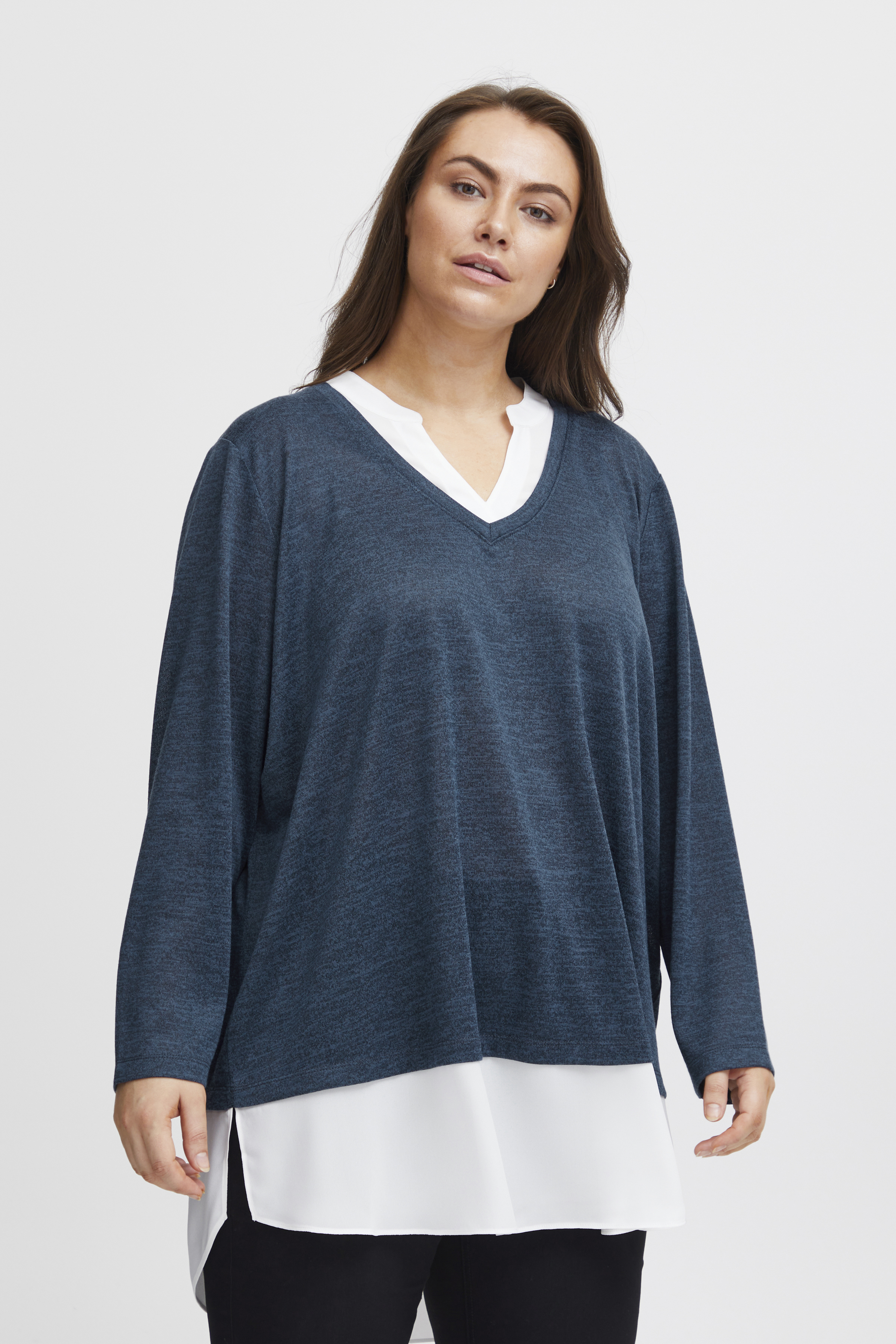 Fransa Plus Size Selection FPREXAN Pullover - Blå - str 56 för Dam
