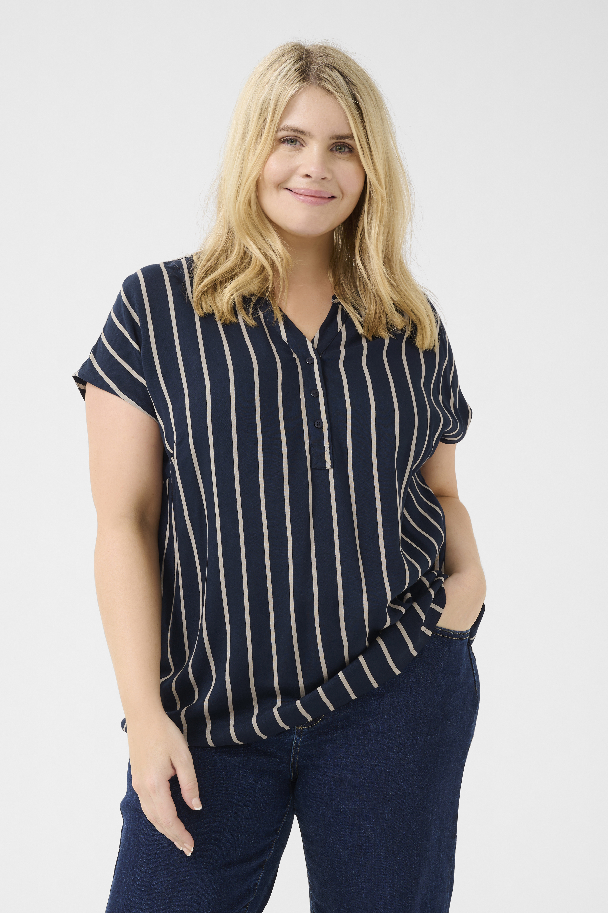 Kaffe Curve KCsida Bluse - Blå - Str 44 - Damer
