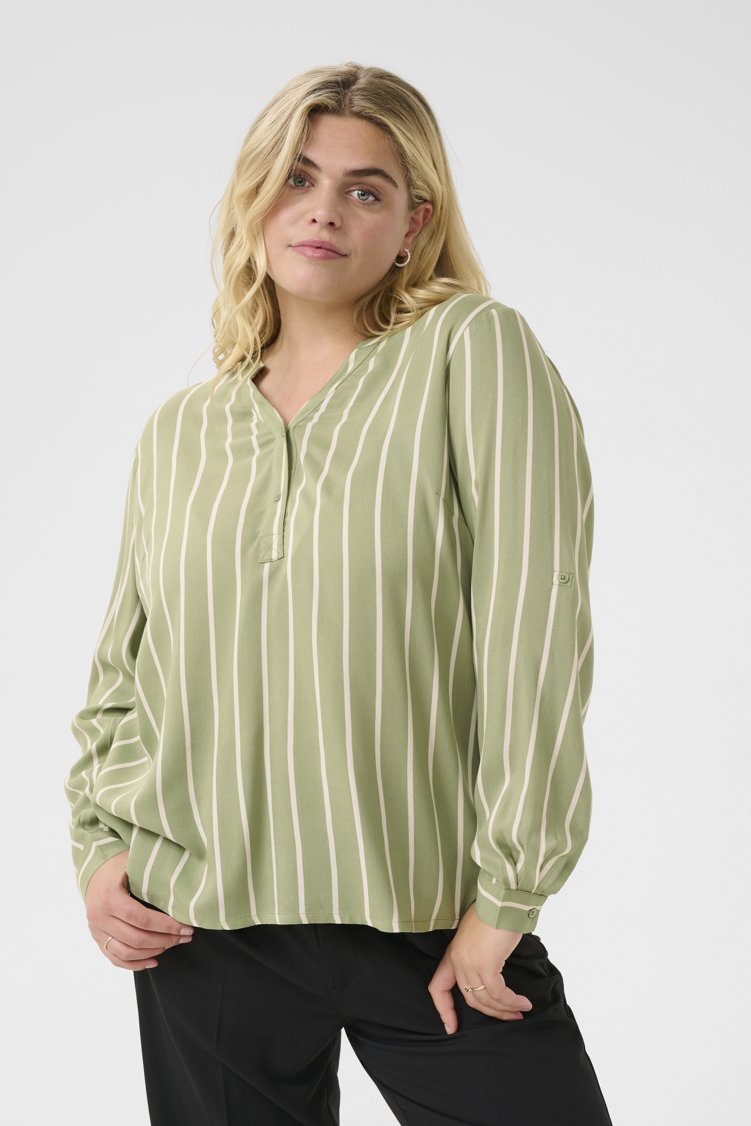 Kaffe Curve KCsida Bluse - Grøn - Str 54 - Damer