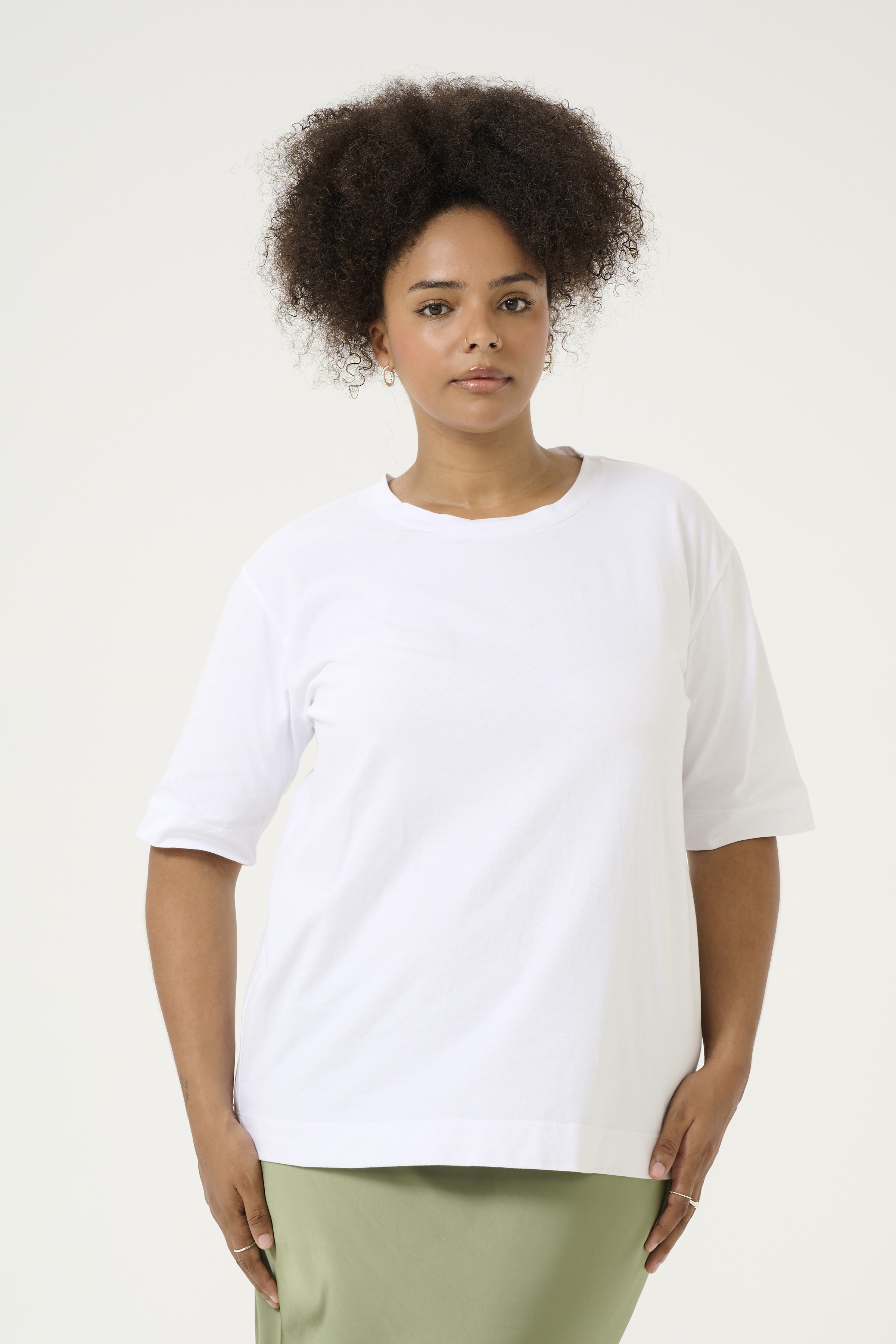 Kaffe Curve KCmina T-shirt - Wit - grootte S vor Vrouwen