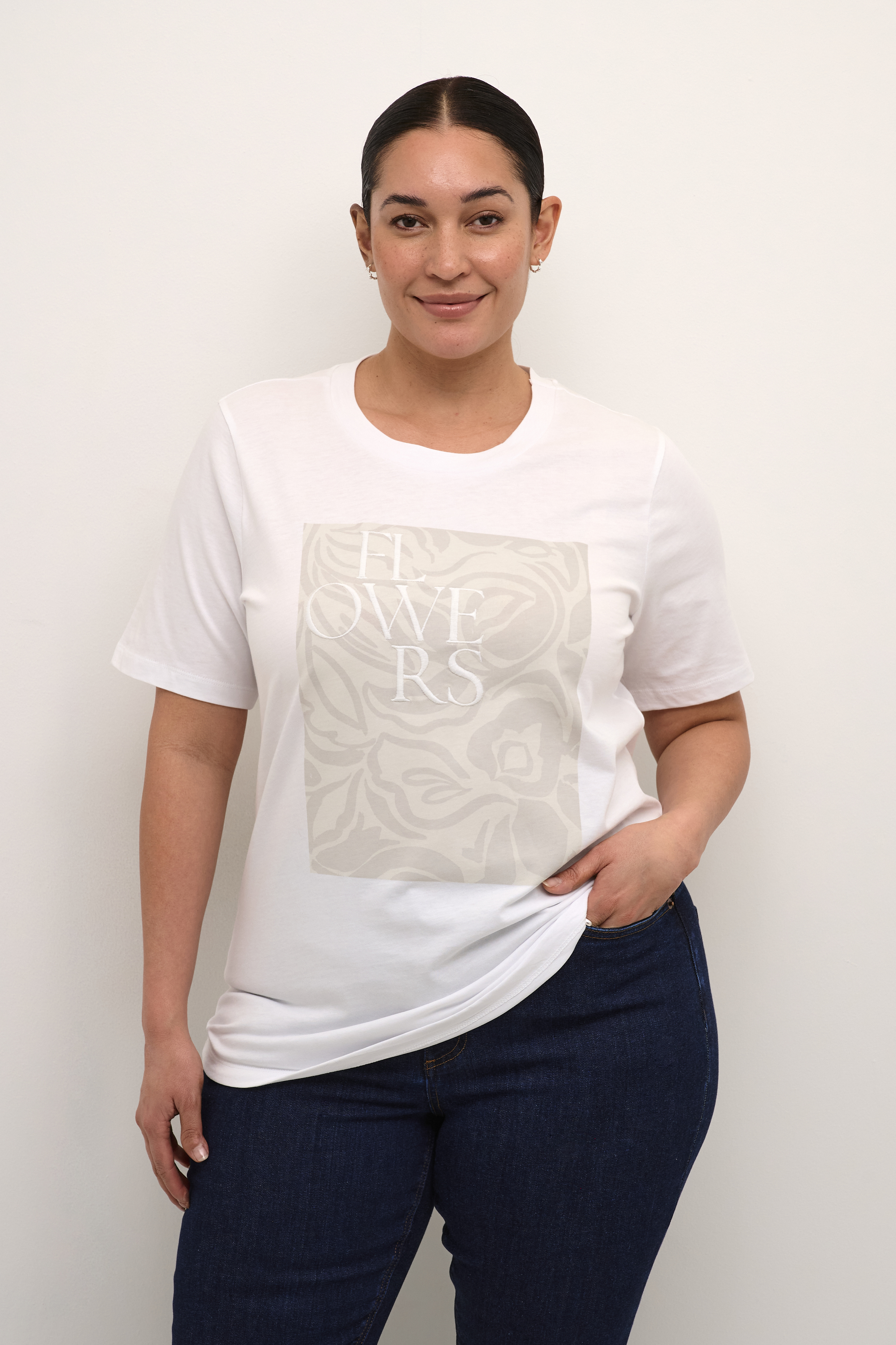 Kaffe Curve KCrie T-shirt - Wit - grootte M vor Vrouwen