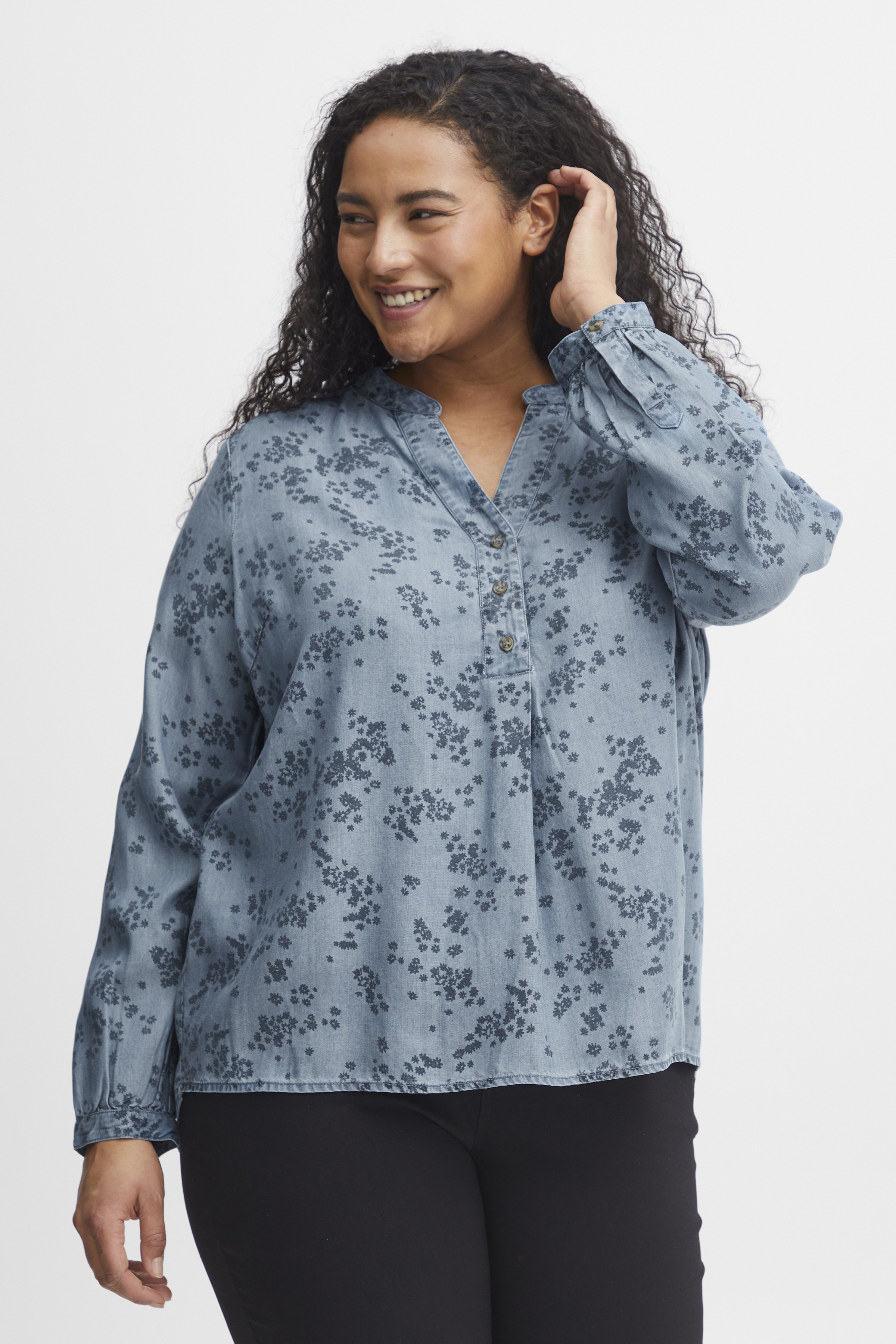Fransa Plus Size Selection FPSAVA Blus - Blå - str 54 för Dam