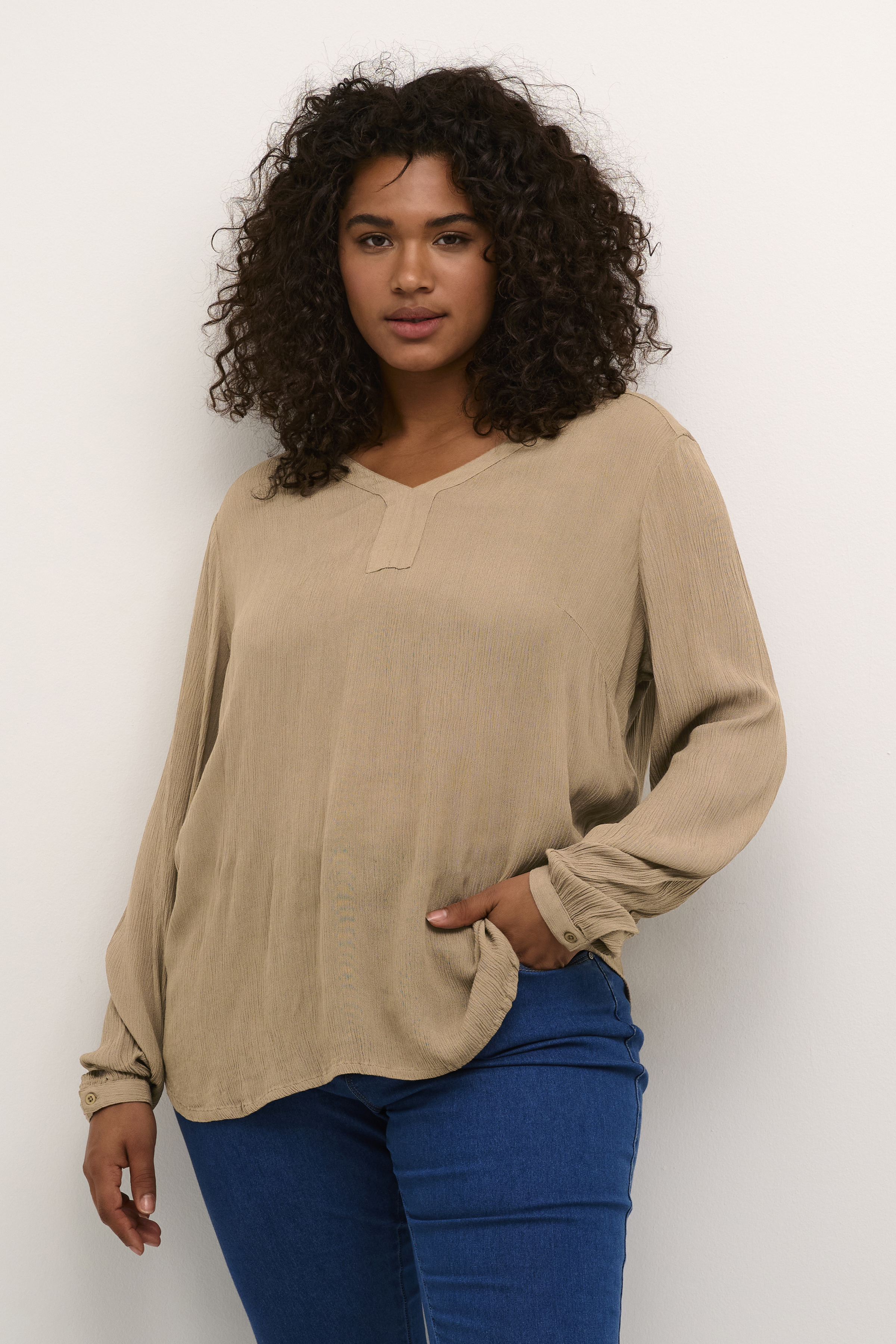 Kaffe Curve KCami Bluse - Natur - Str 56 - Damer