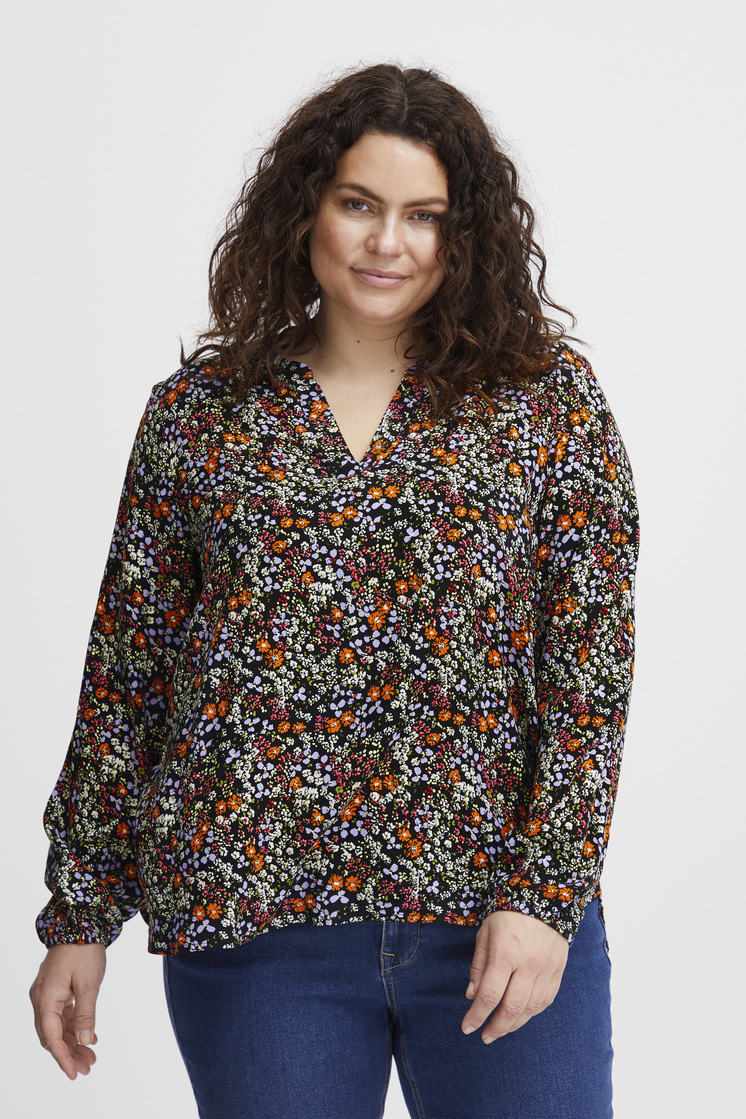 Fransa Plus Size Selection Kortärmad blus - Orange - str 54 för Dam