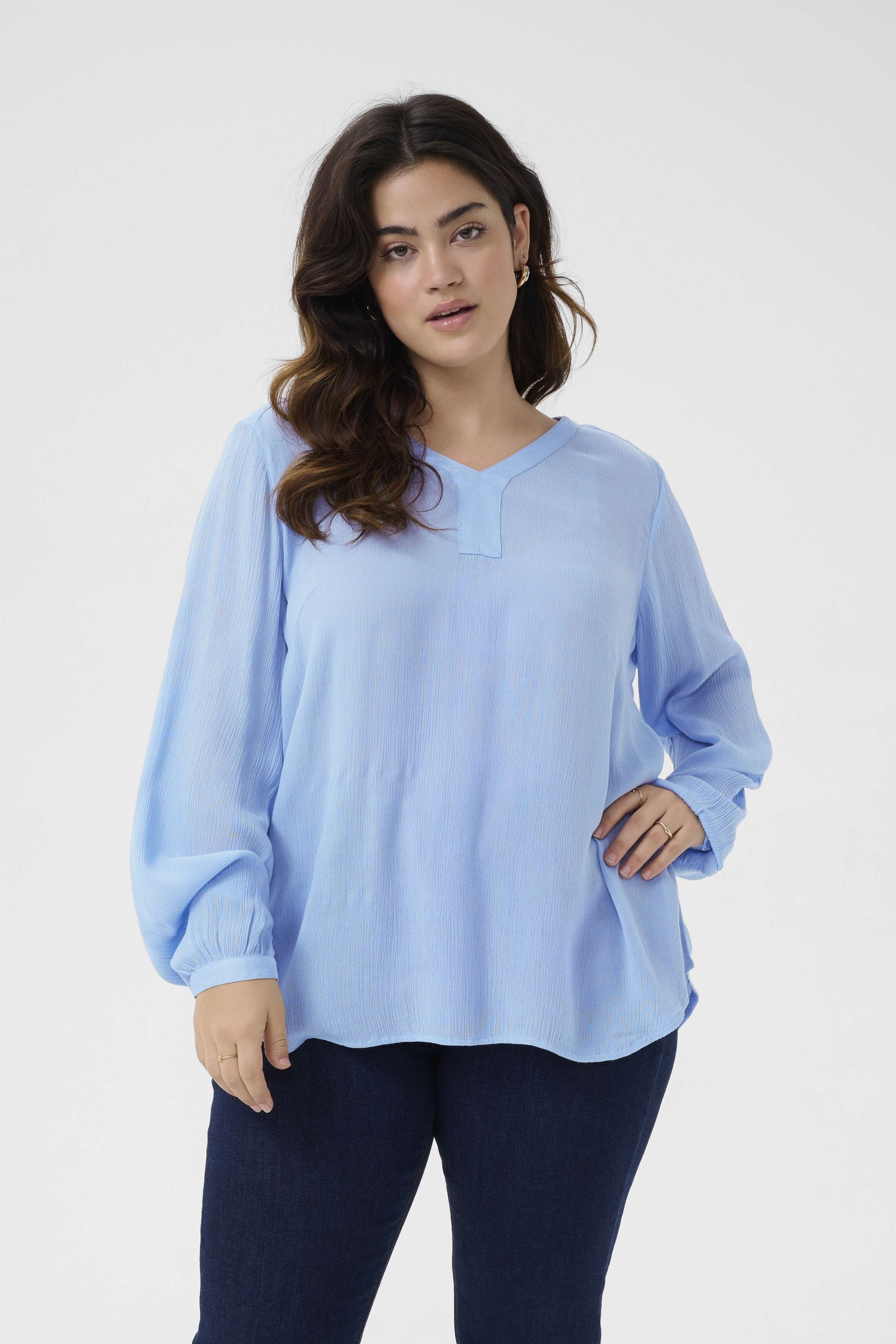 Kaffe Curve KCami Bluse - Blå - Str 56 - Damer