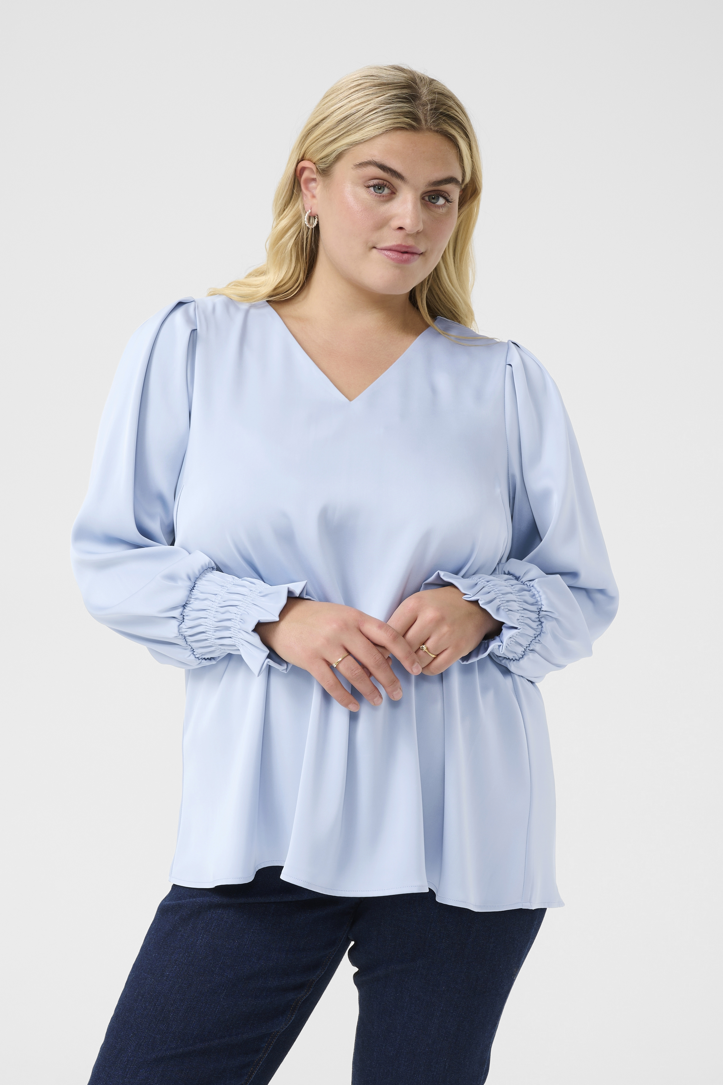 Kaffe Curve KChilla Blus - Blå - str 48 för Dam