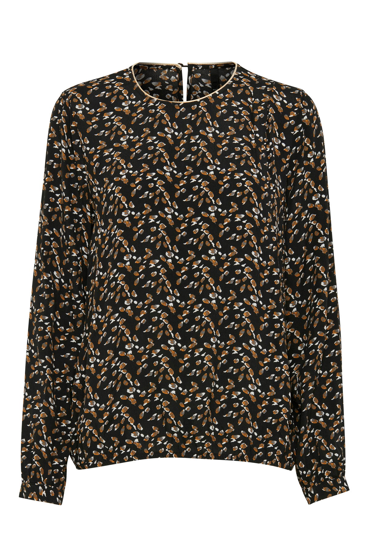 Pulz Jeans Dame Super smart Linett bluse - Sort/brun Billede af Pulz Jeans Dame Super smart Linett bluse - Sort/brun