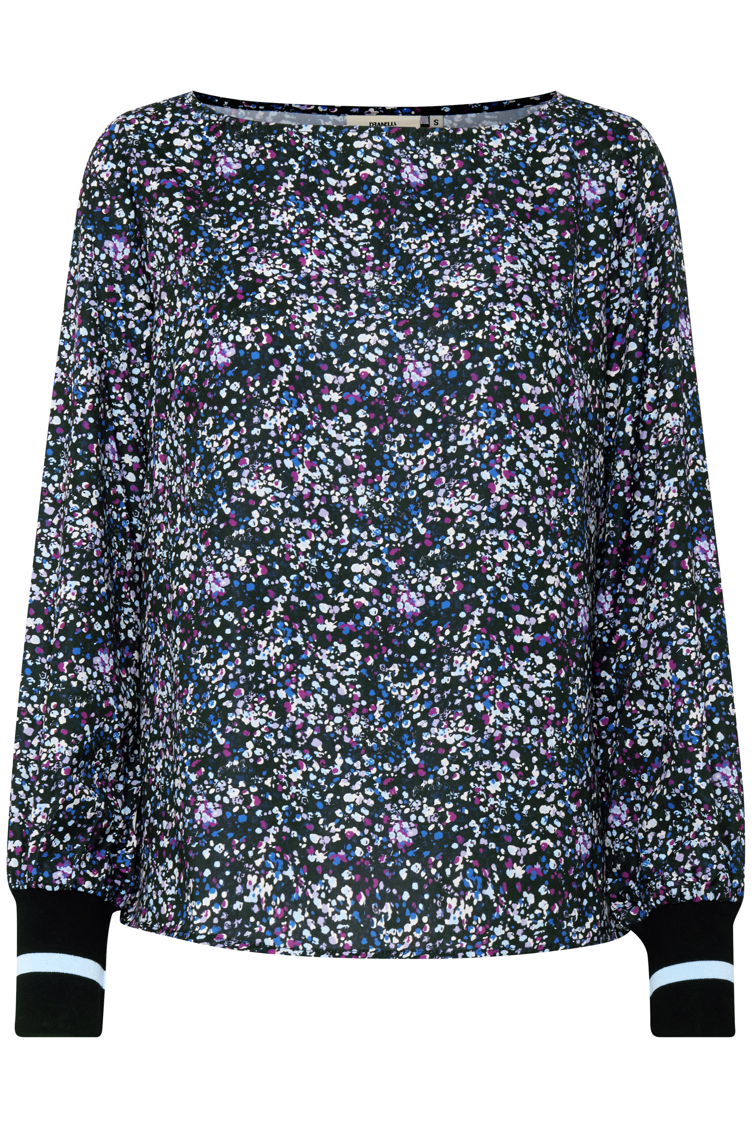 Dranella Dame Bluse med lange ærmer og rund hals - Sort/lilla Billede af Dranella Dame Bluse med lange ærmer og rund hals - Sort/lilla