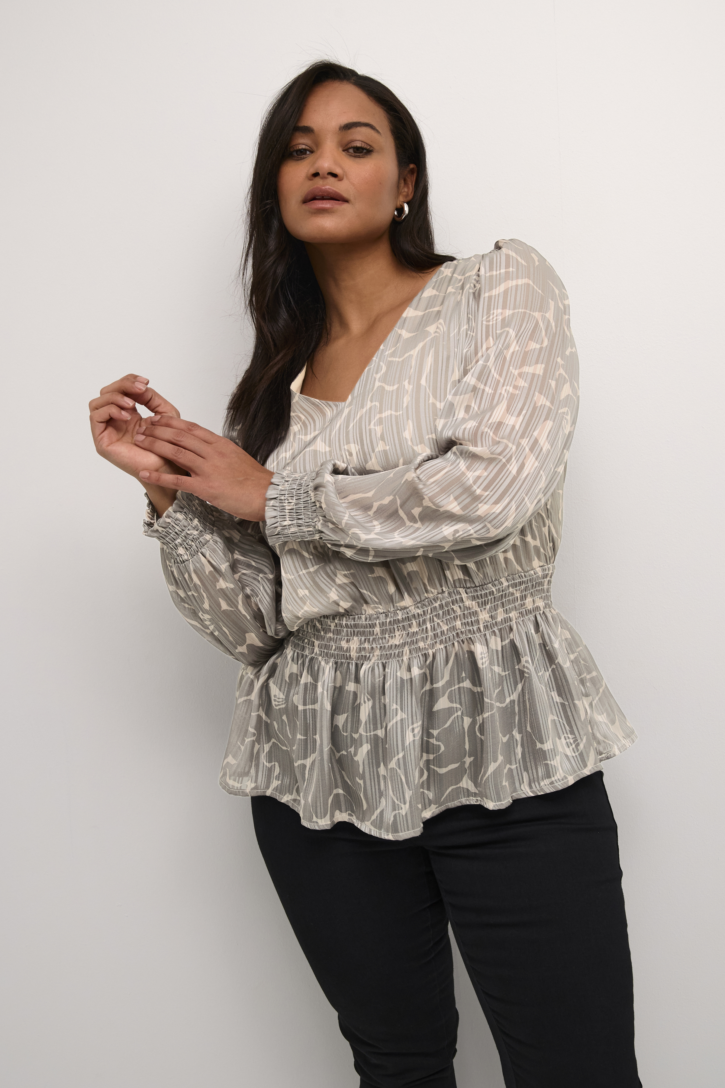 Kaffe Curve KCella Blouse - Grijs - grootte 48 vor Vrouwen