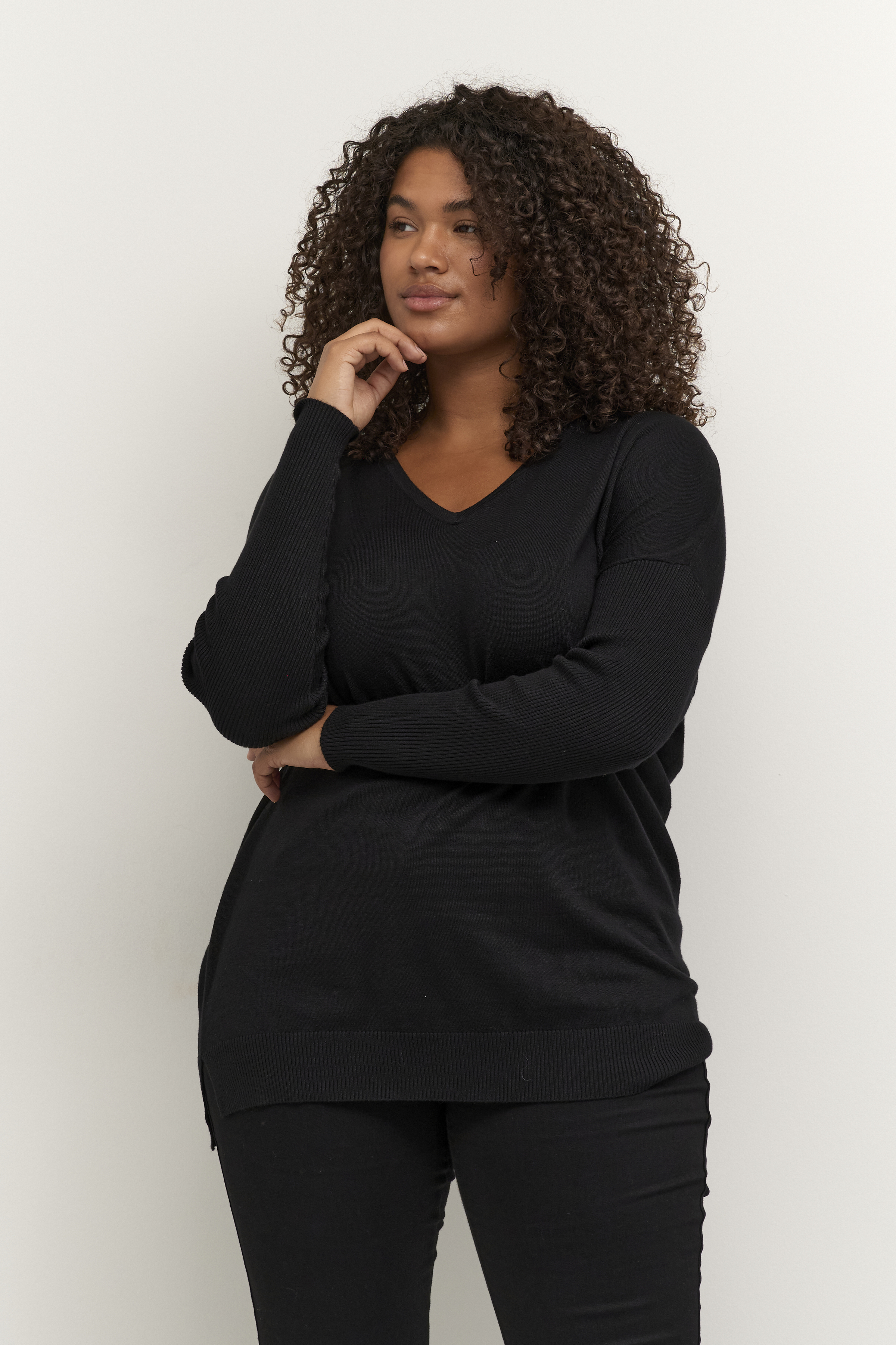 Kaffe Curve KCmachi Pullover - Svart - str XL för Dam